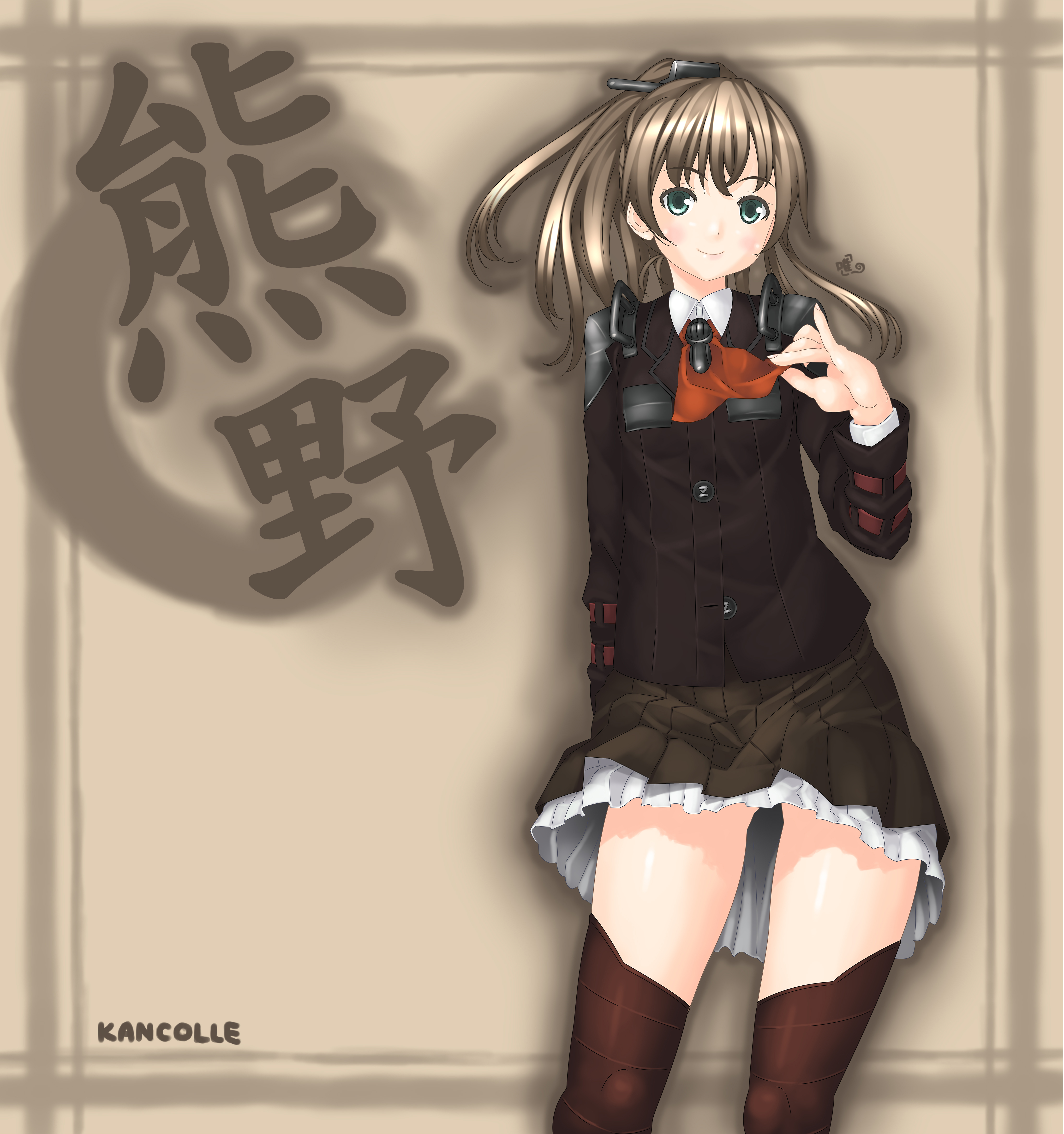 Anime 4434x4724 anime anime girls Kantai Collection Kumano (KanColle) ponytail brunette artwork digital art fan art