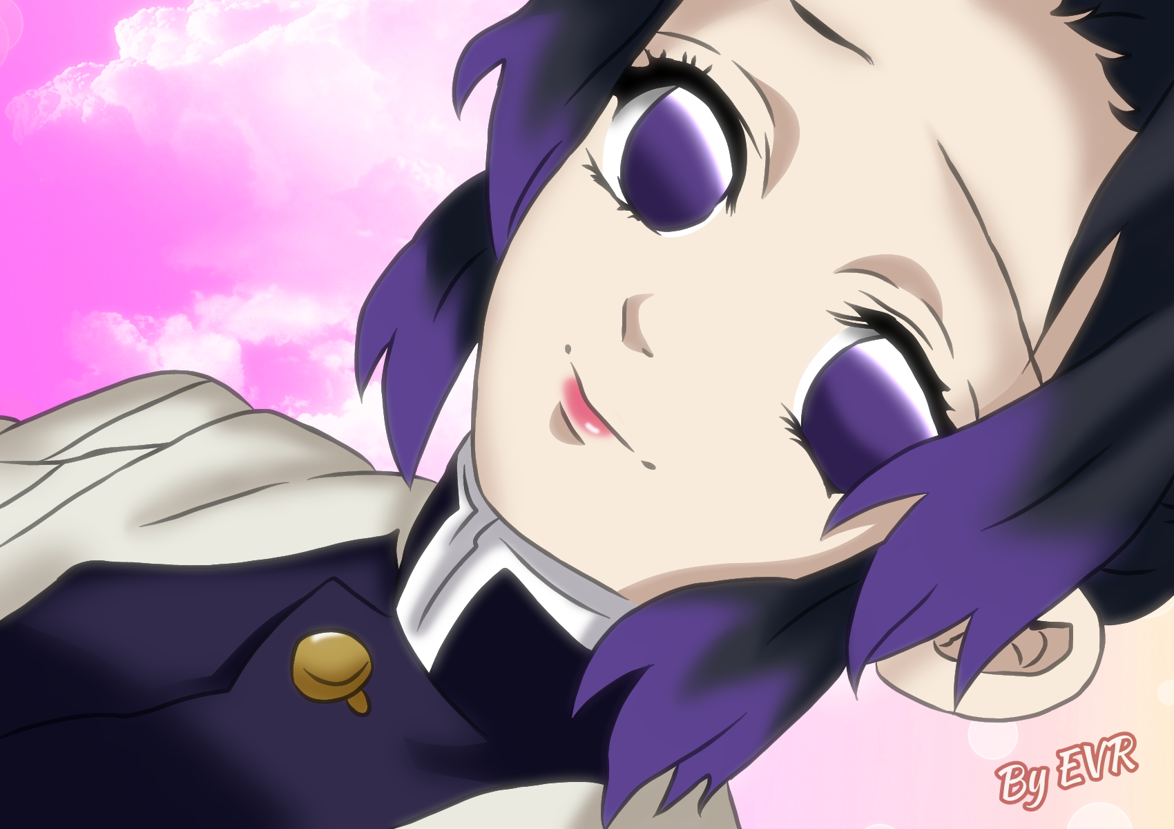 Anime 1700x1200 Kimetsu no Yaiba anime girls anime purple eyes purple hair face