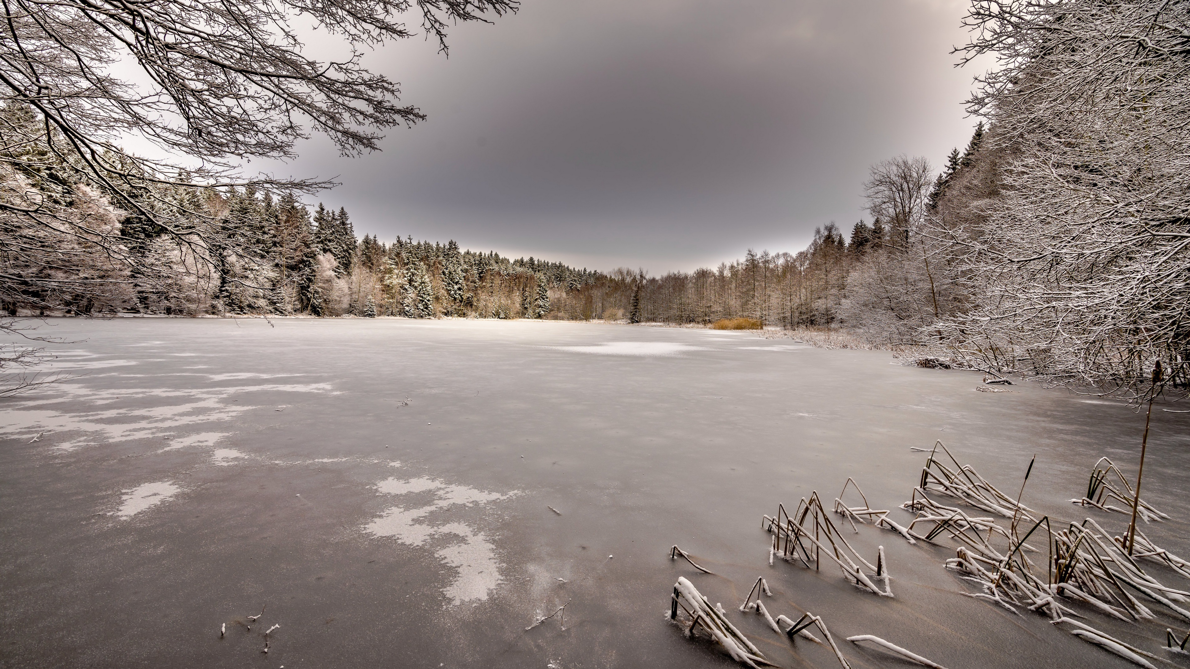 General 3840x2160 nature winter cold outdoors snow ice frost lake landscape