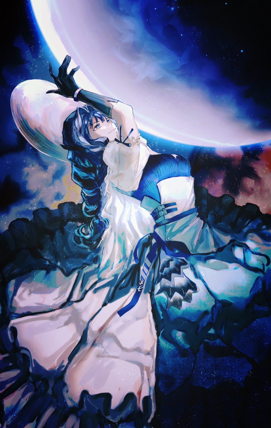 Anime 1079x1703 anime anime girls Arknights Astesia (Arknights) long hair blue hair solo artwork digital art fan art