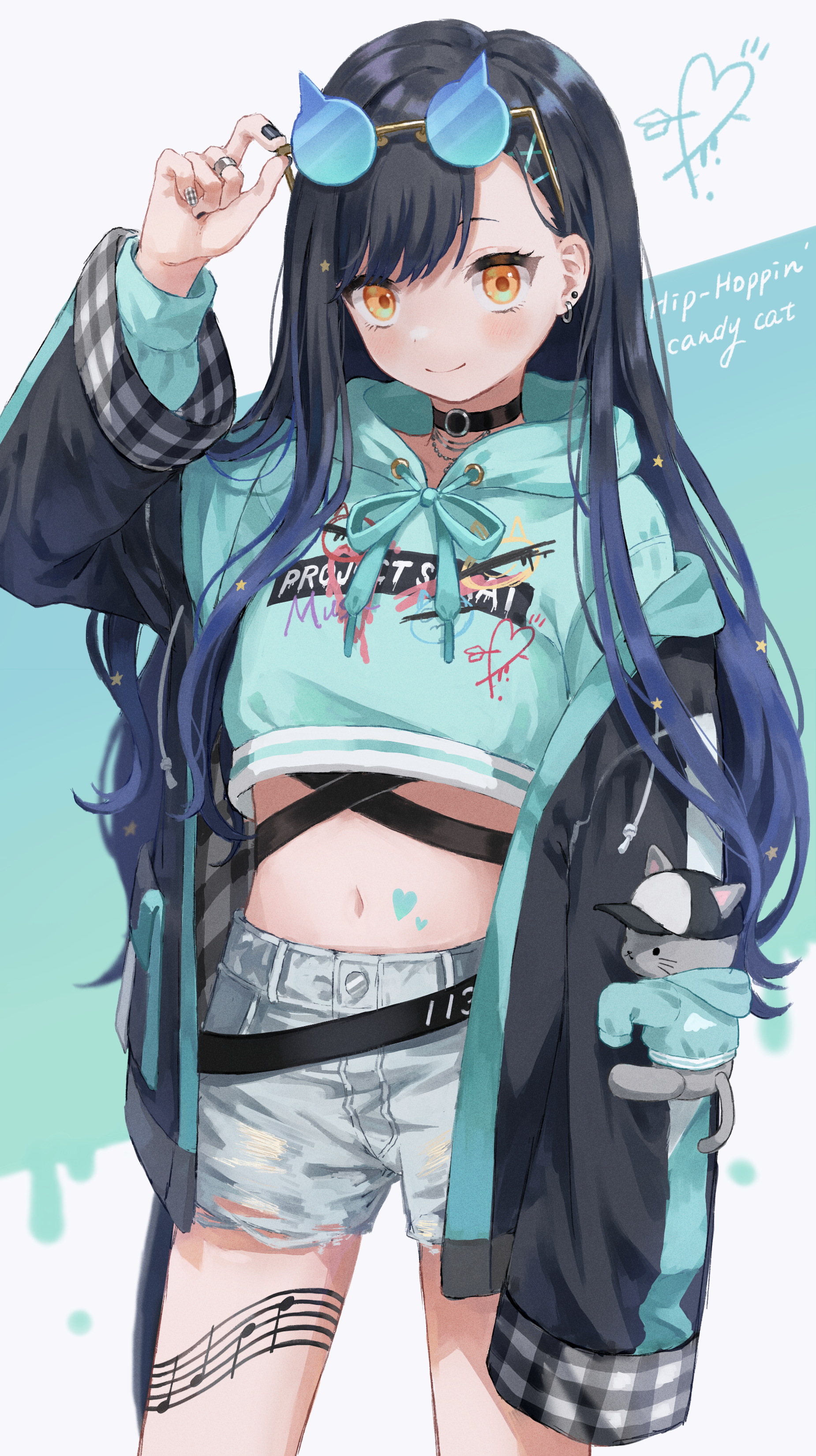 Anime 1850x3300 digital art 2D anime anime girls petite looking at viewer portrait portrait display belly belly button artwork pale Pixiv yellow eyes