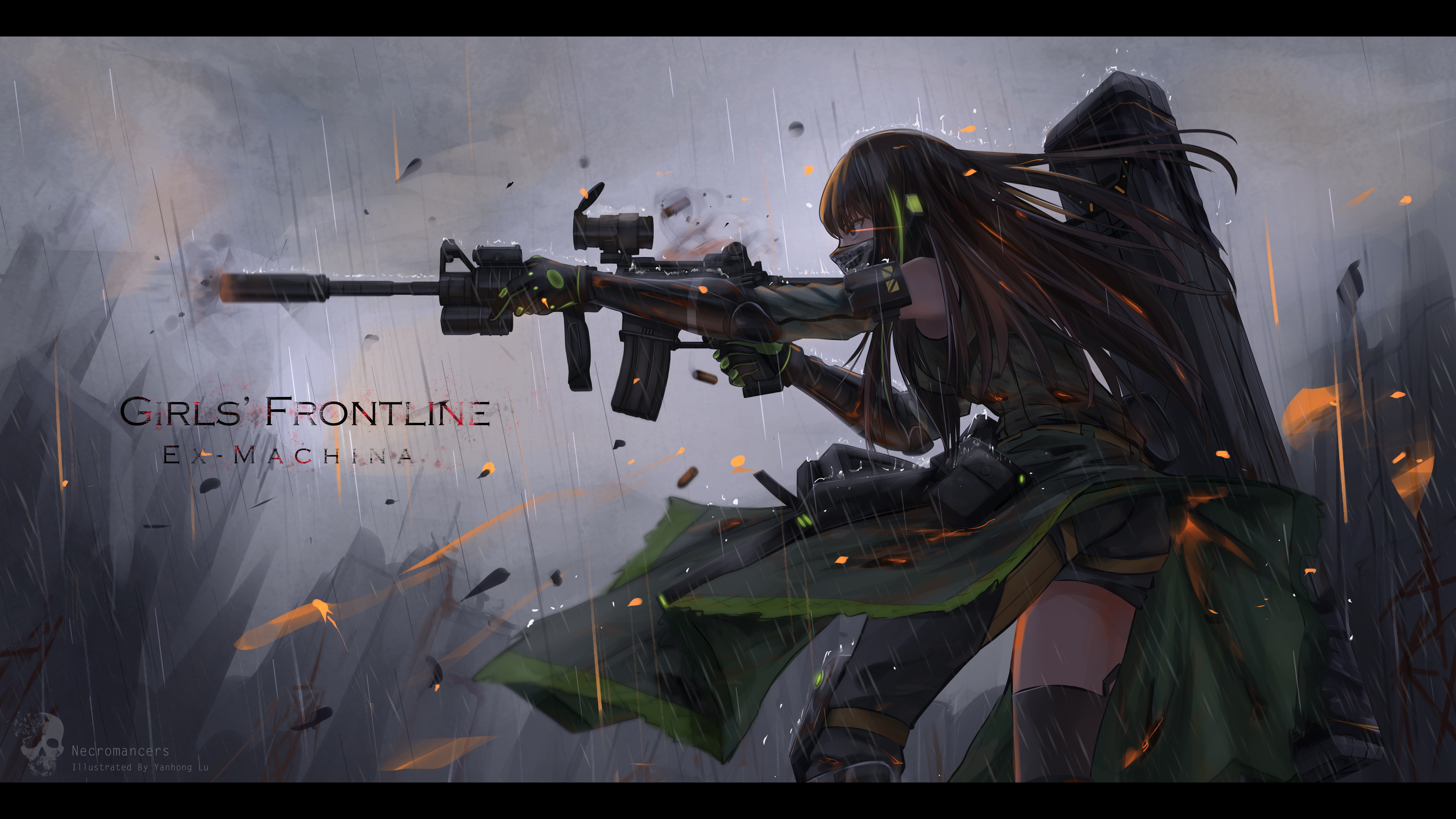 Anime 6900x3882 Girls Frontline lu(artist) M4A1 (Girls Frontline) gun girls with guns rain