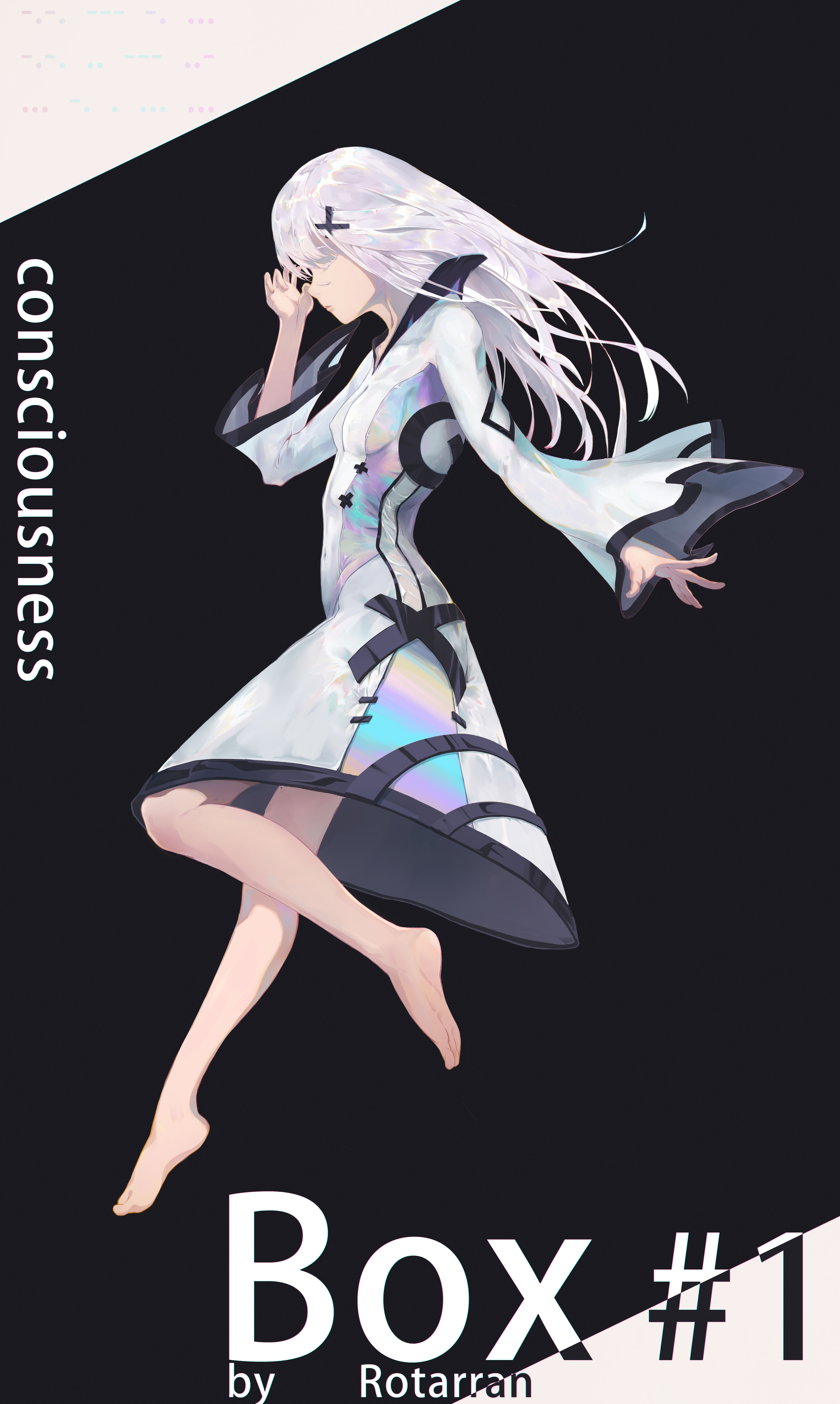 Anime 3998x6678 Rotarran artwork anime girls white hair simple background