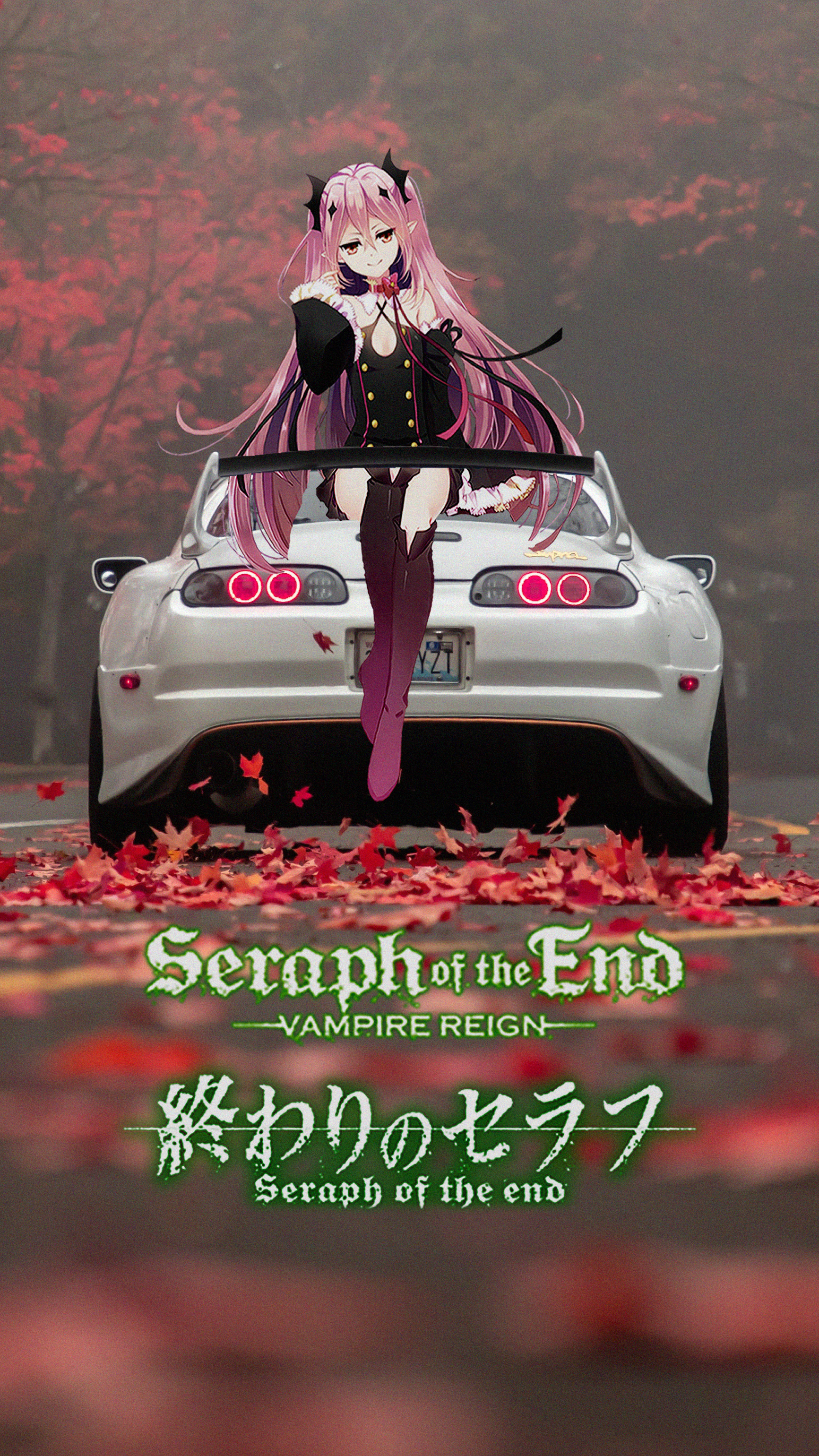 Anime 1733x3081 anime girls Krul Tepes Toyota Supra 90s Cars Japanese cars car Owari No Seraph