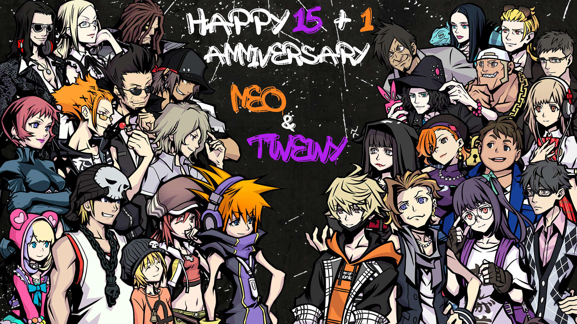General 1920x1080 The World Ends With You graffiti NEO: The World Ends With You anniversary collage video game characters