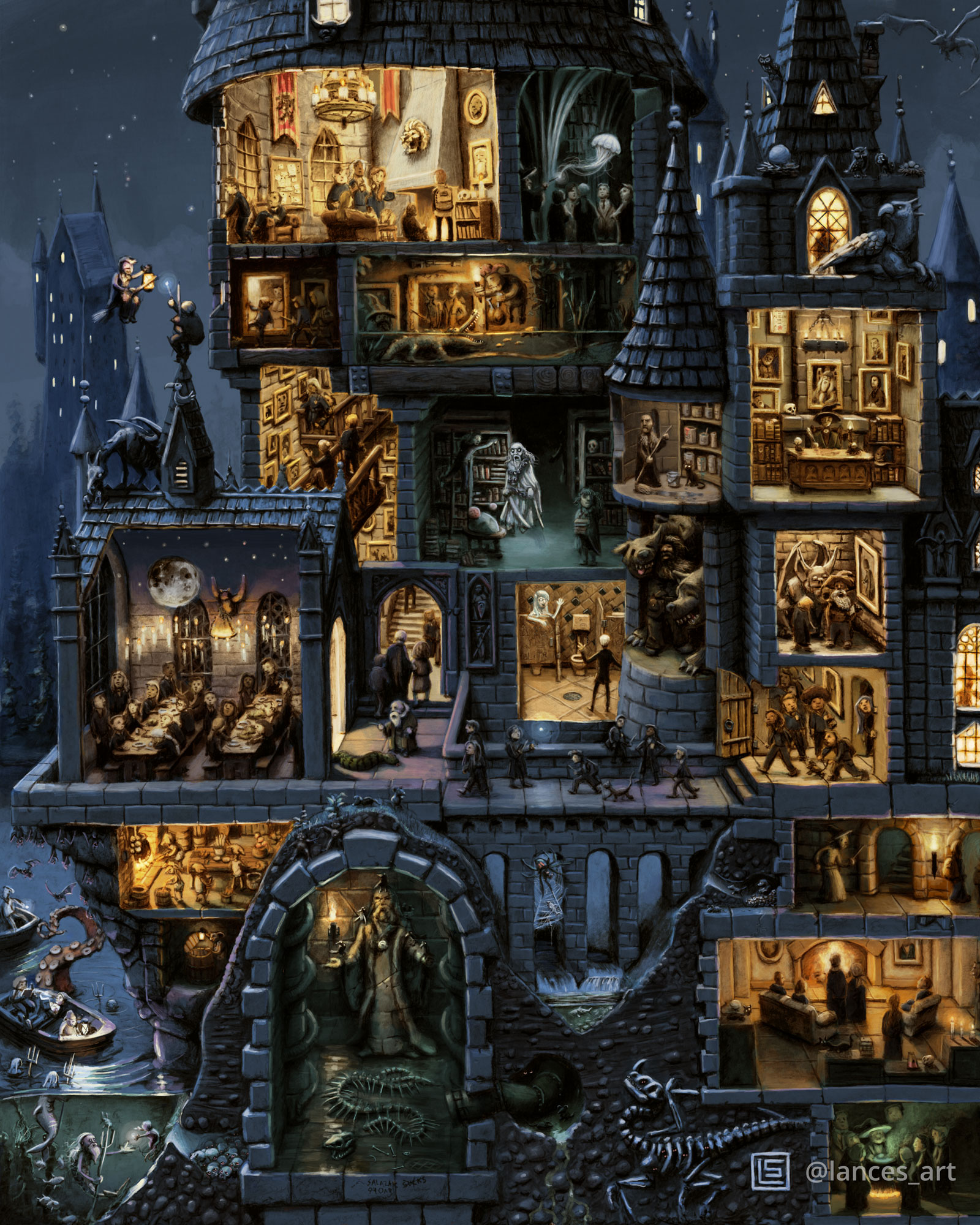 General 1600x2000 artwork fantasy art horror Harry Potter diorama