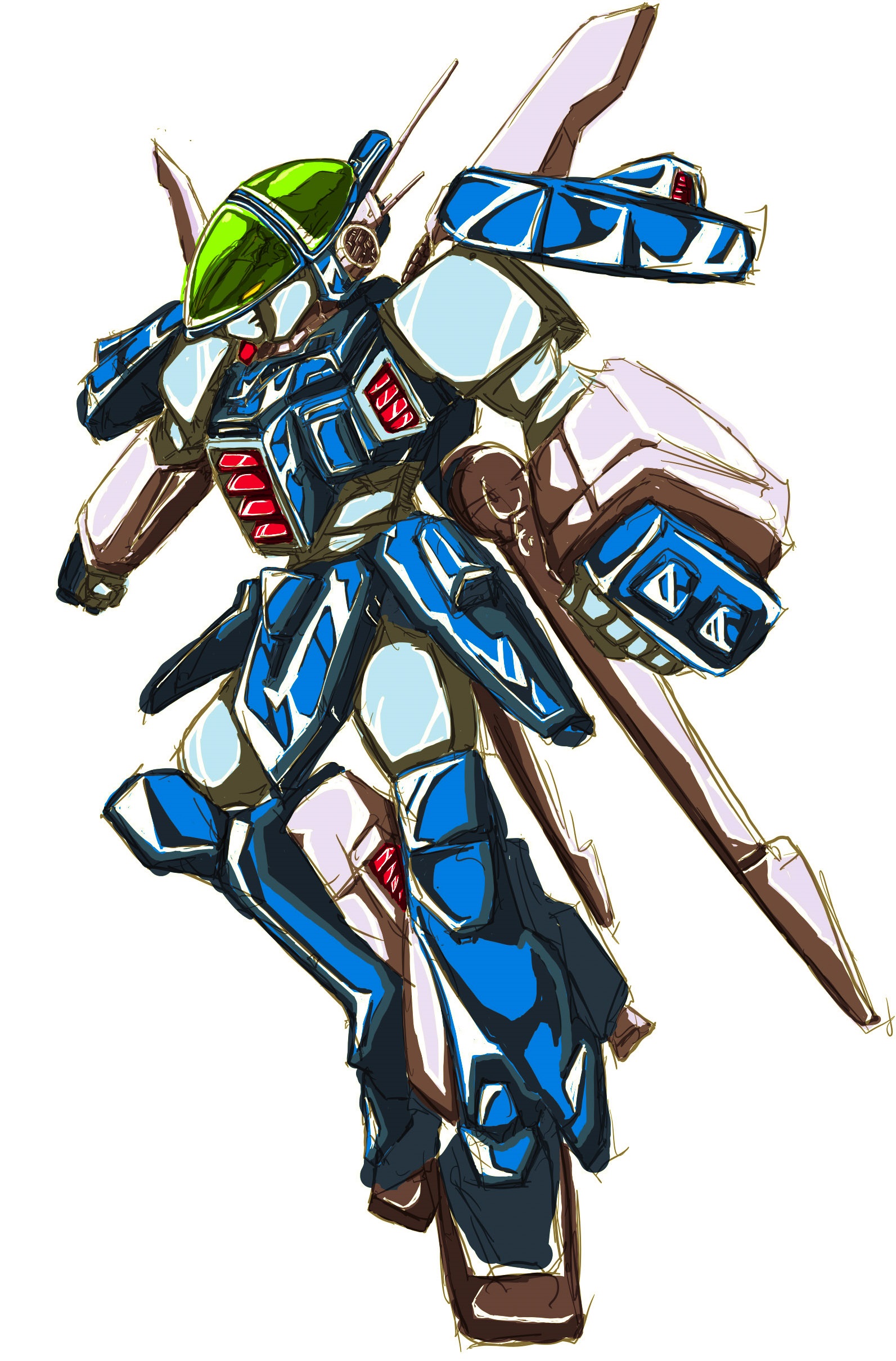 Anime 1593x2420 anime mechs Layzner Blue Meteor SPT Layzner Super Robot Taisen artwork digital art fan art