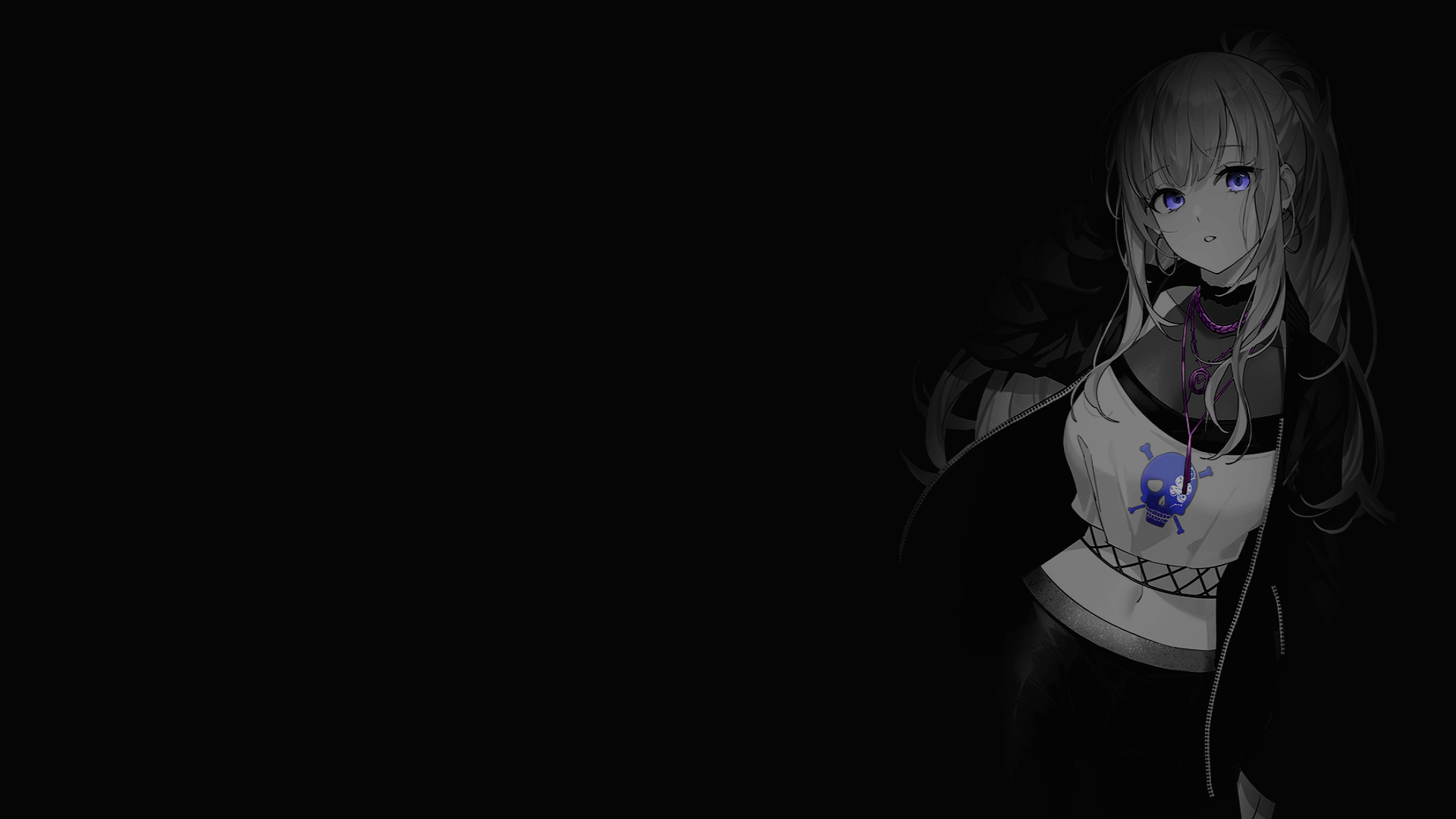 Anime 1920x1080 selective coloring black background dark background simple background anime girls Mori Calliope Hololive