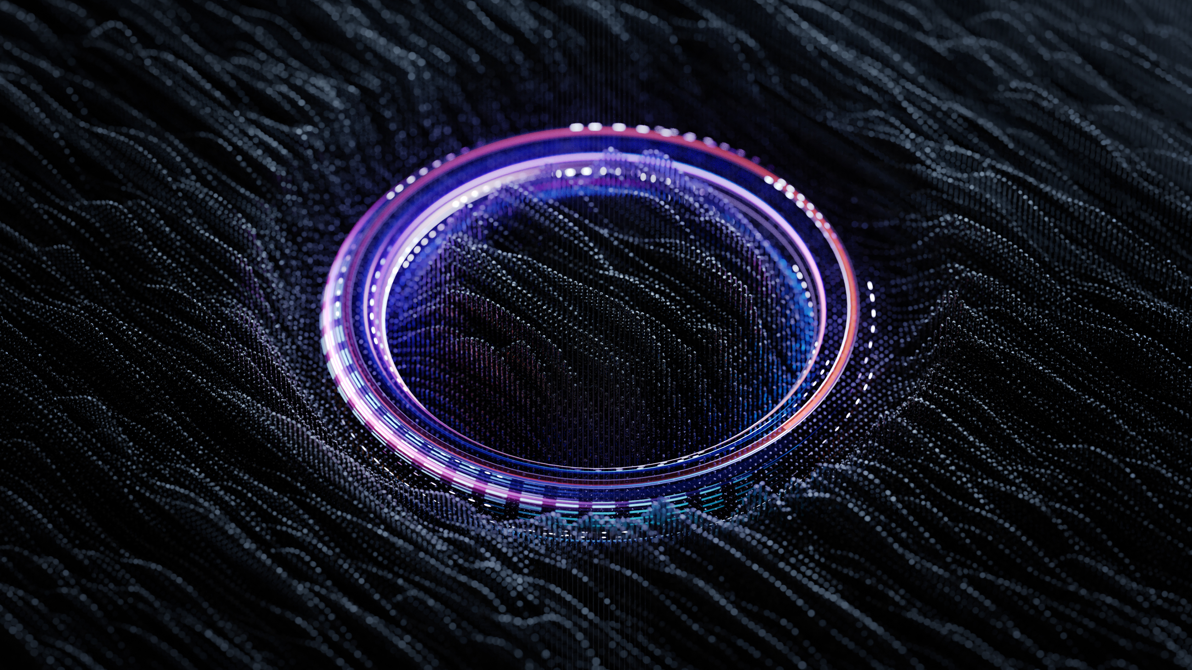 General 3840x2160 3D abstract artwork digital art render waves isometric lights futuristic cyberspace technology black purple data