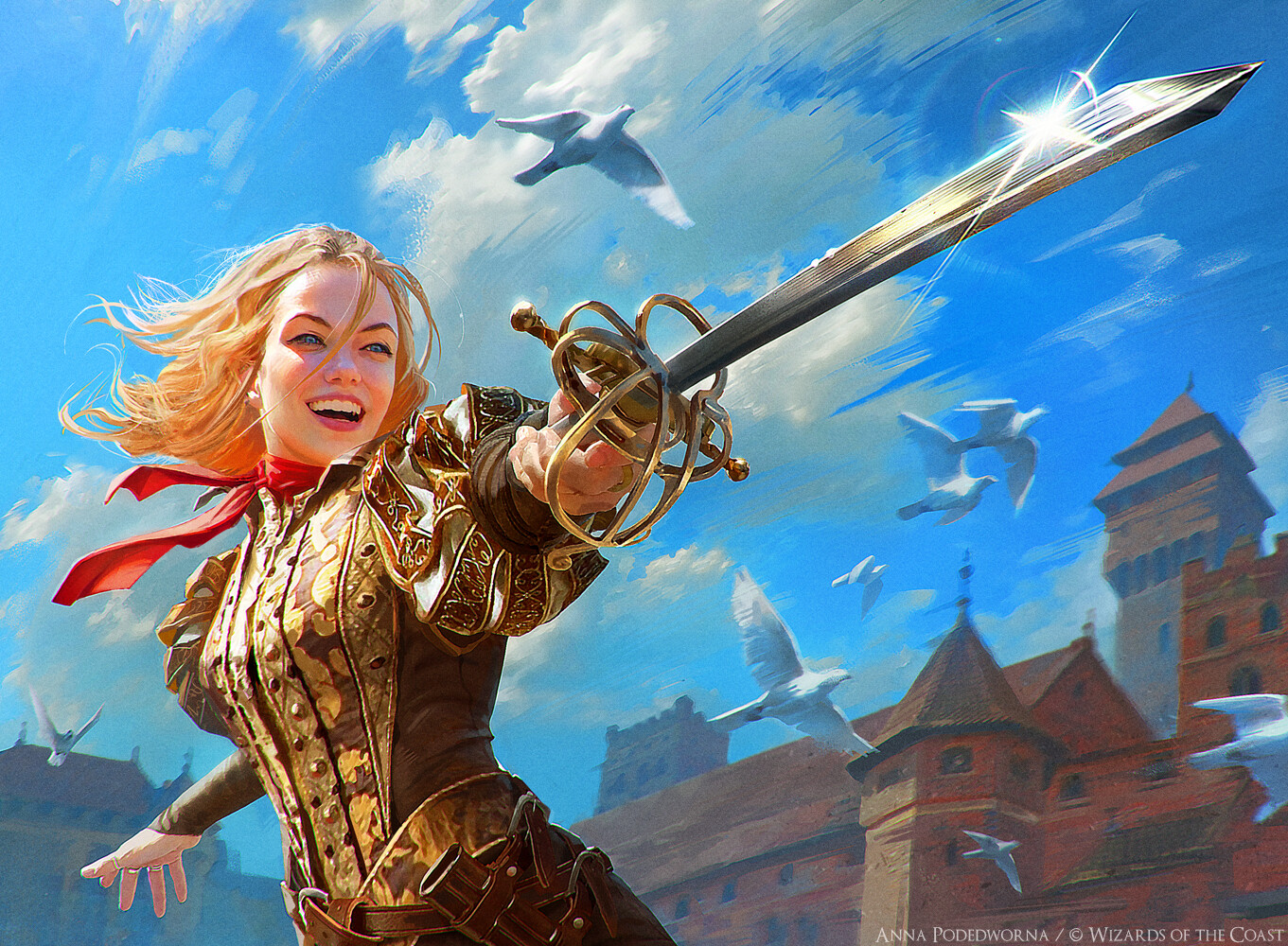 General 1361x1000 Anna Podedworna artwork women fantasy art fantasy girl sword weapon blonde women with swords rapier