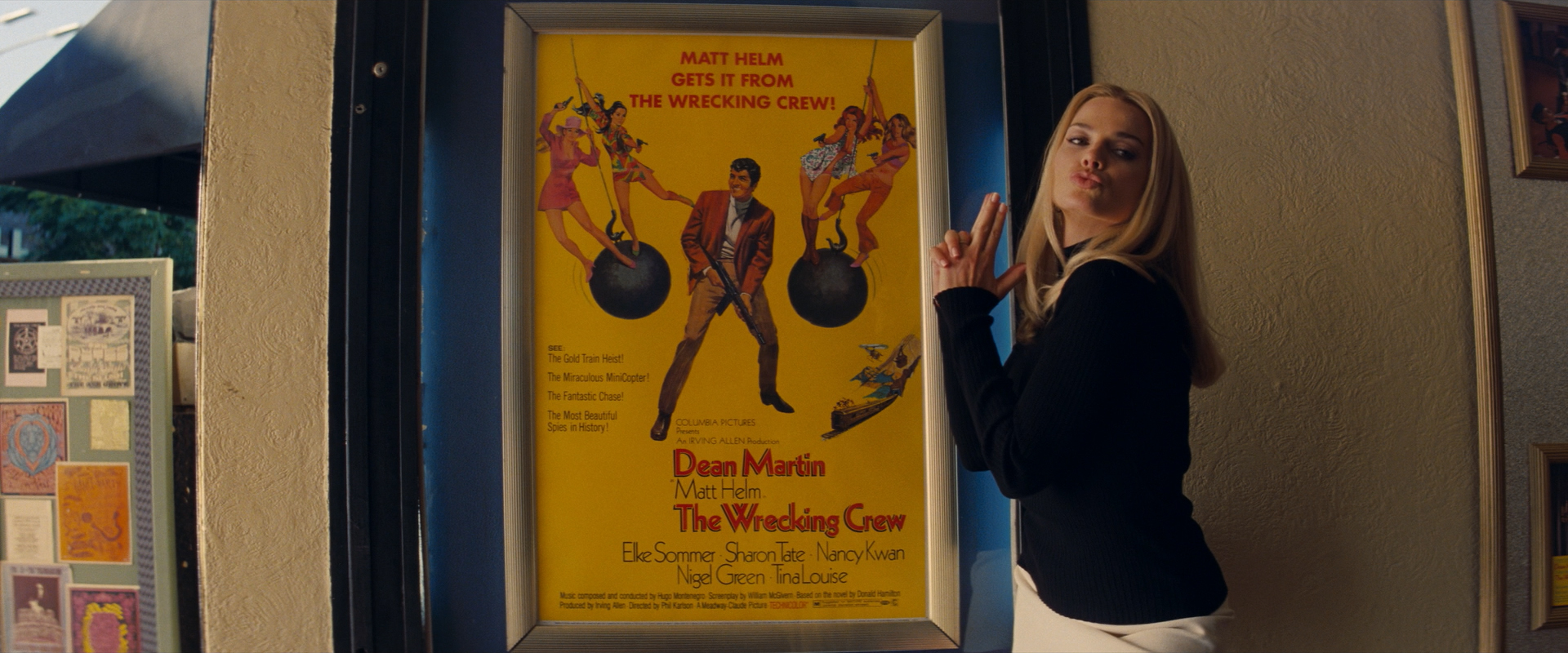 People 1920x800 Margot Robbie women actress blonde movies film stills movie poster hand gesture Once Upon a Time in Hollywood Quentin Tarantino Sharon Tate duckface finger gun