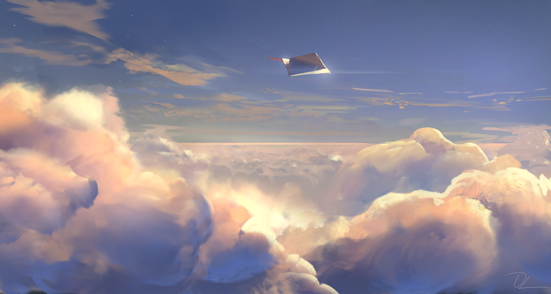 General 1920x1027 artwork clouds airplane paper planes sky