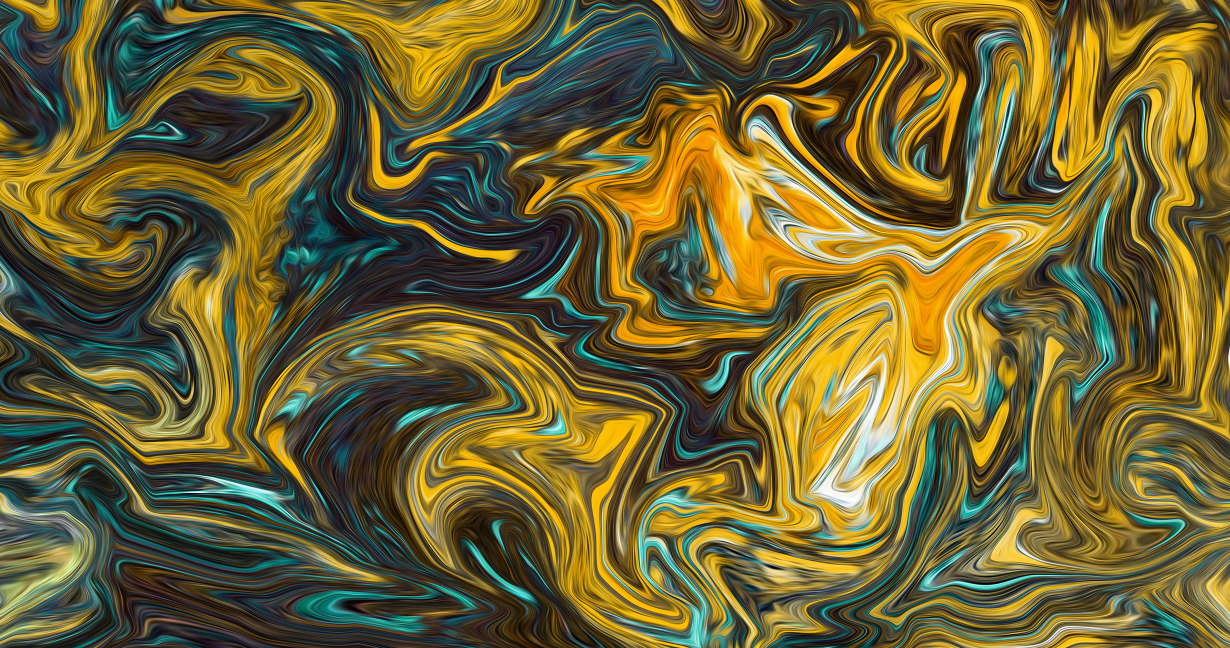General 4096x2160 abstract fluid liquid colorful artwork ArtStation brush paint brushes yellow shapes XEBELION digital art