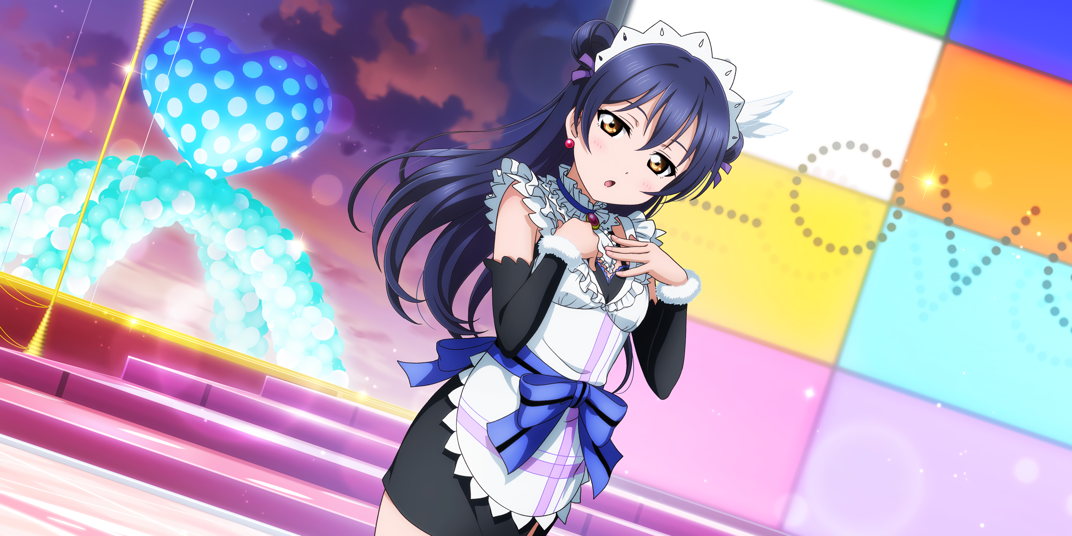 Anime 3600x1800 Love Live! Sonoda Umi anime girls maid outfit