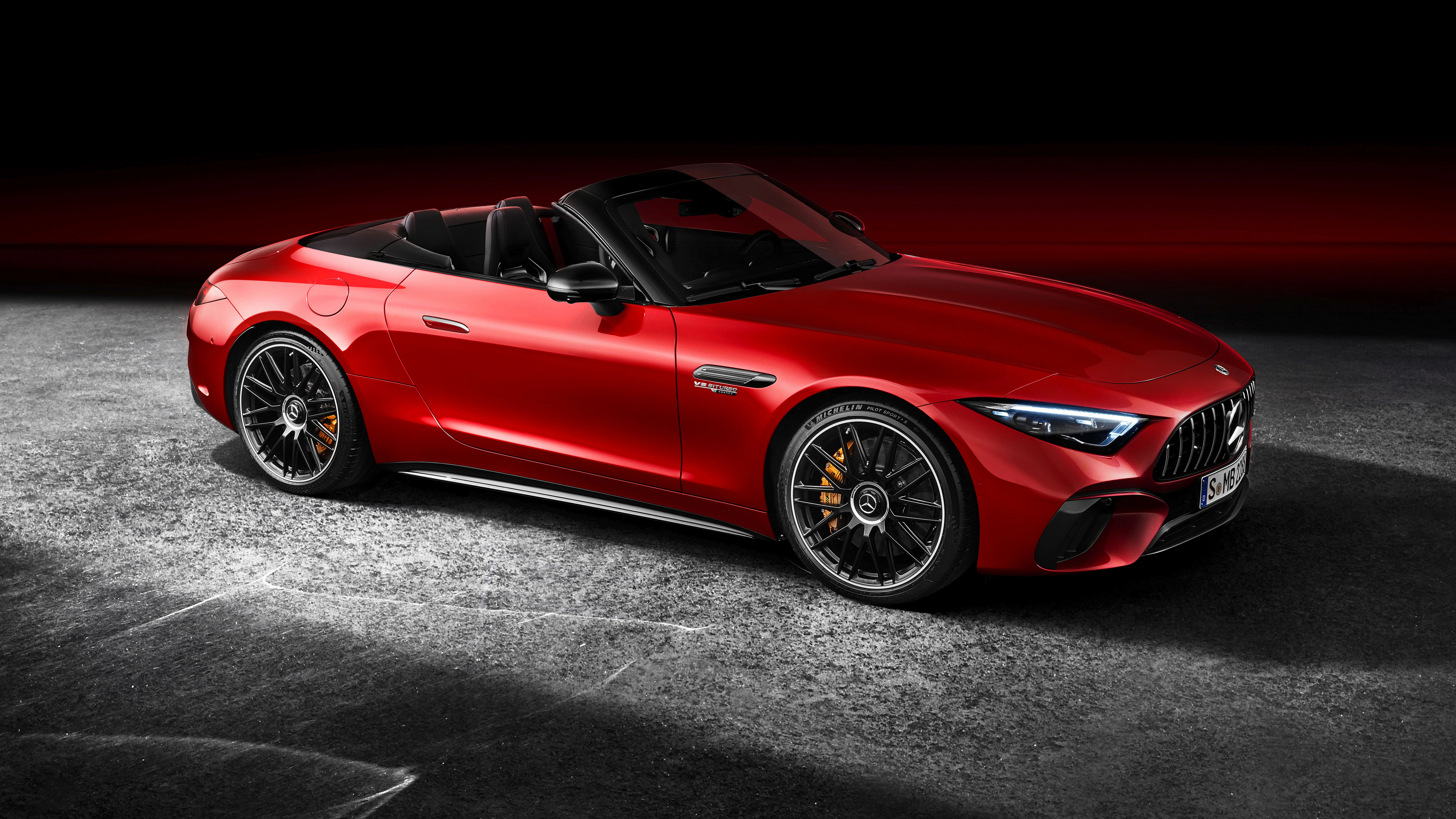 General 3840x2160 sports car Mercedes-Benz red cars vehicle car Mercedes-AMG SL German cars convertible Roadster