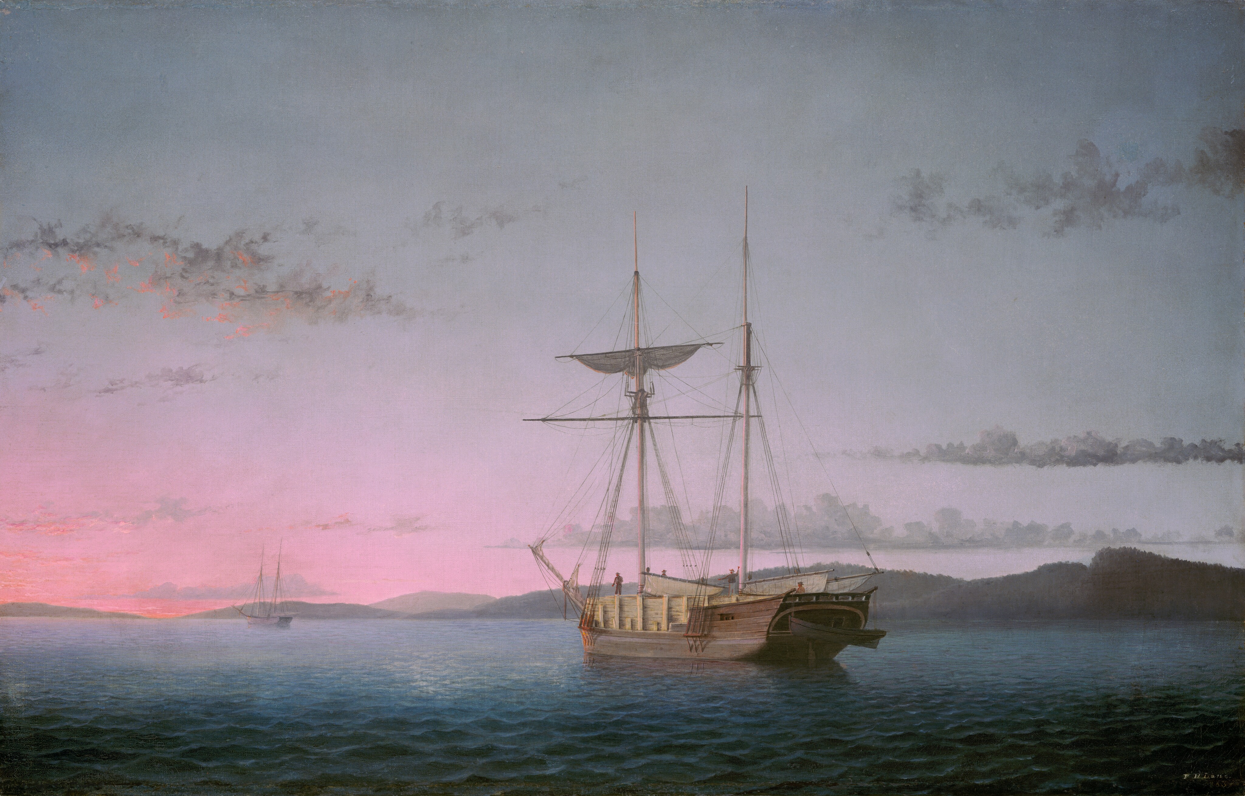 General 4096x2621 evening water ship painting