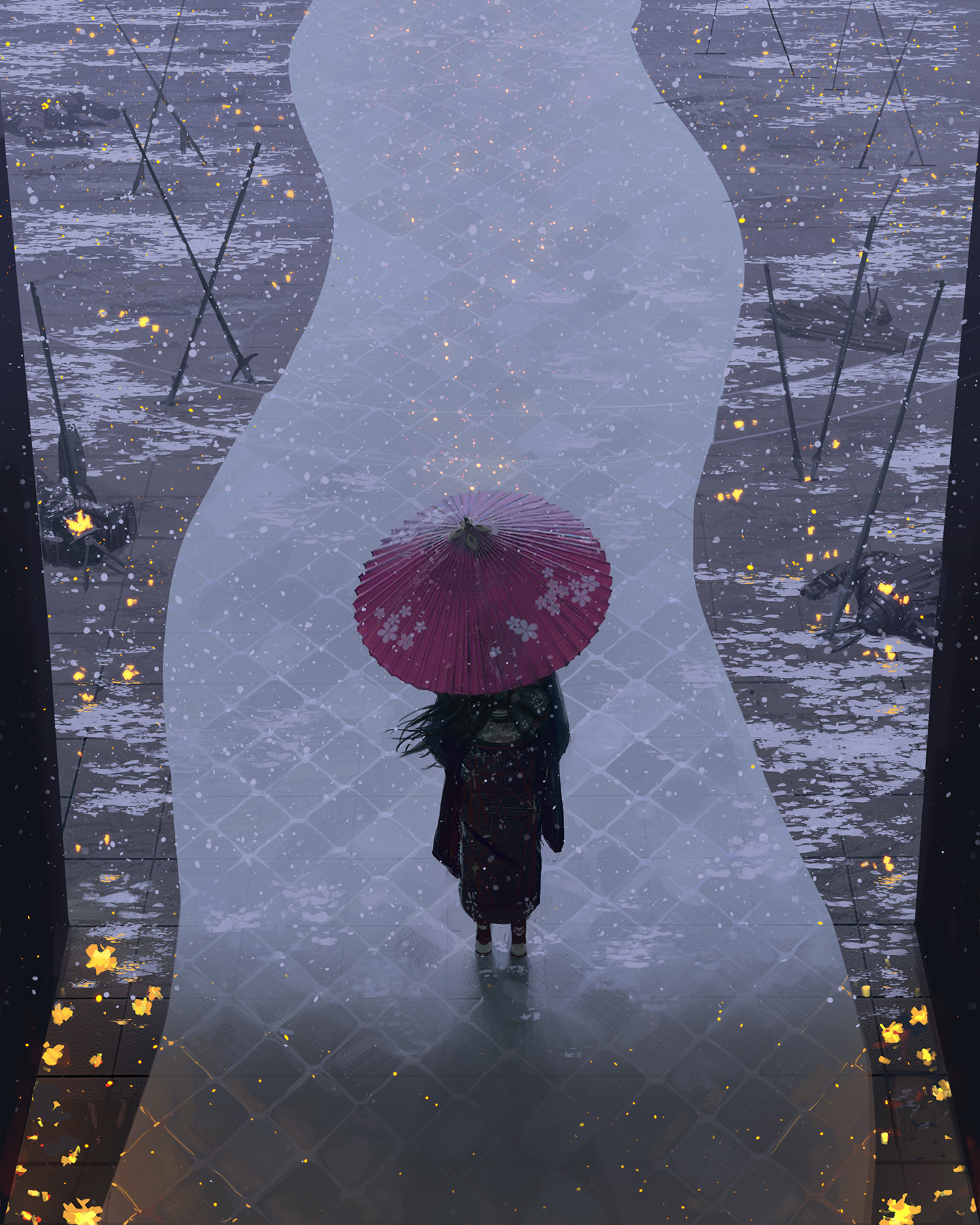 General 1440x1800 GUWEIZ digital art digital painting artwork umbrella kimono