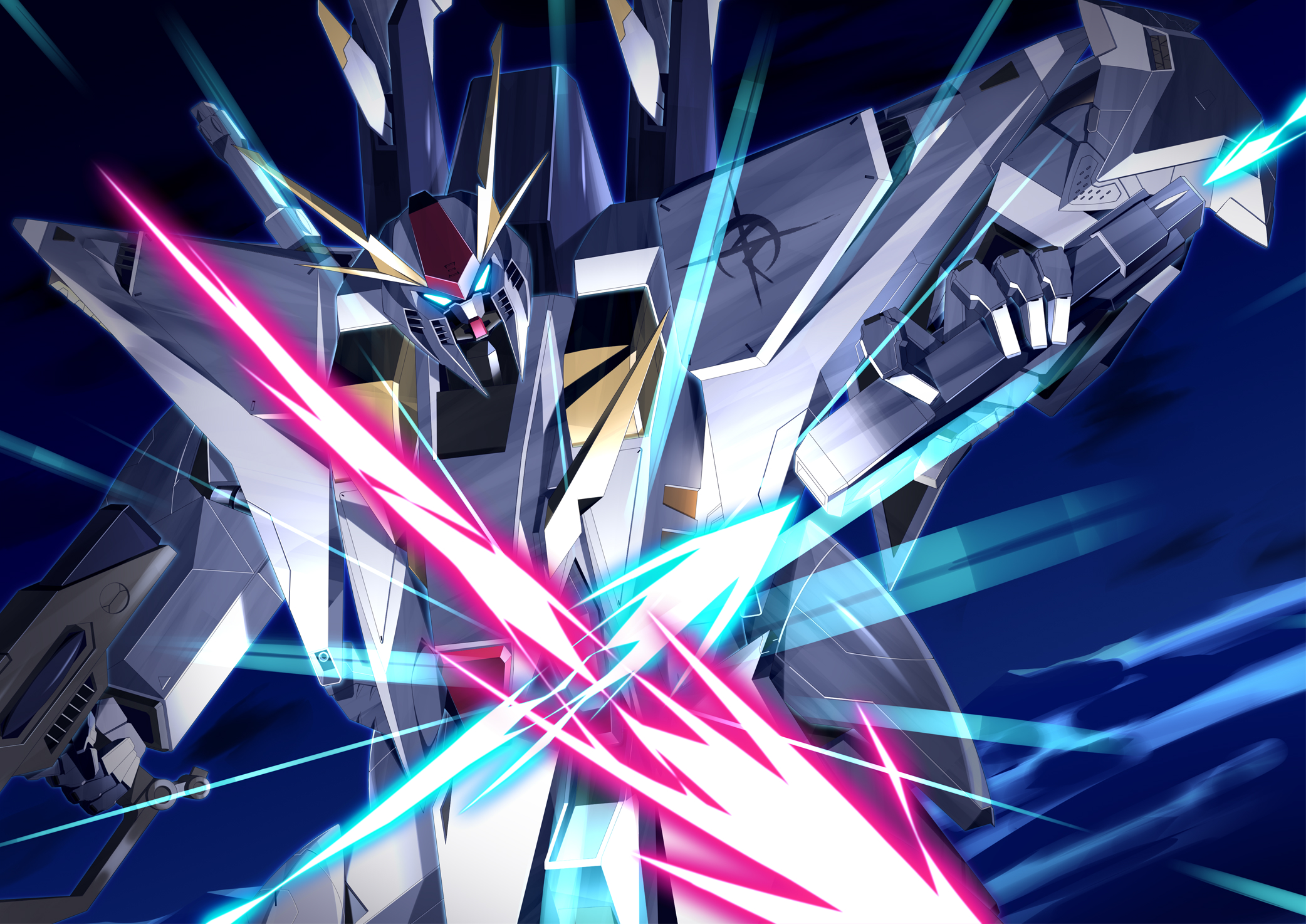 Anime 2084x1474 anime mechs Gundam Super Robot Taisen Mobile Suit Gundam Hathaway Ξ Gundam artwork digital art fan art