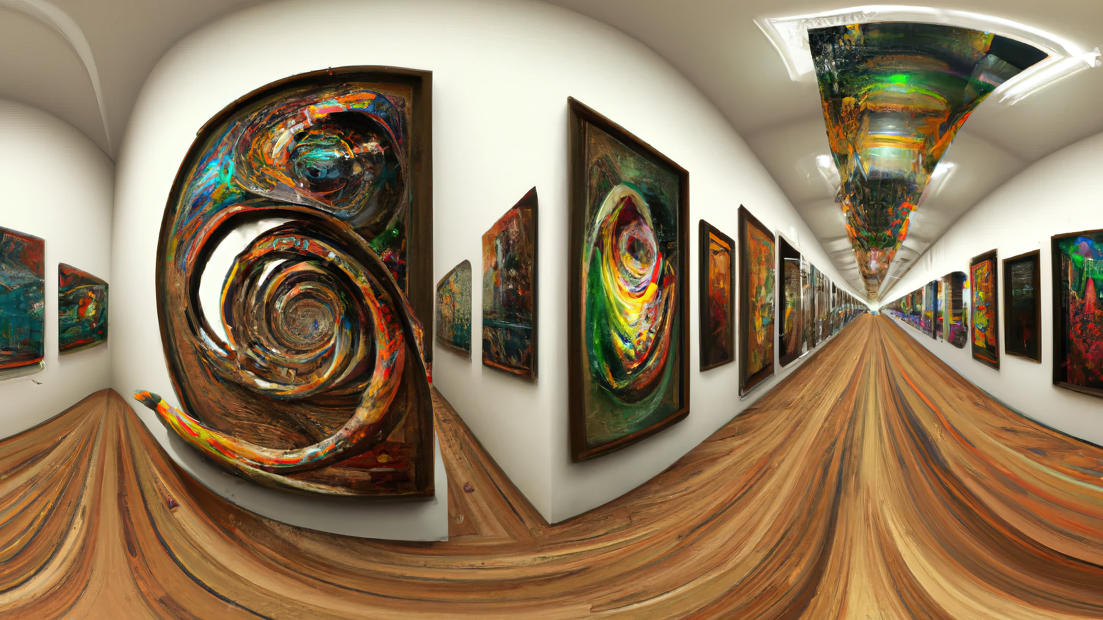 General 3840x2160 AI art painting surreal art gallery museum