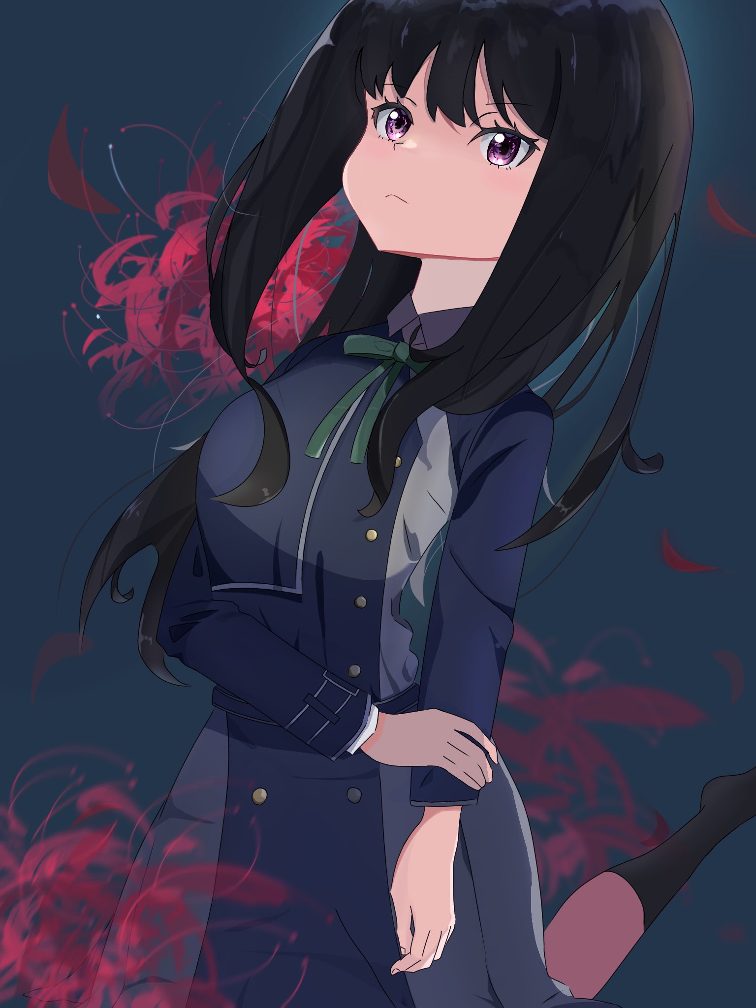 Anime 1536x2048 anime anime girls Lycoris Recoil Inoue Takina long hair black hair solo artwork digital art fan art