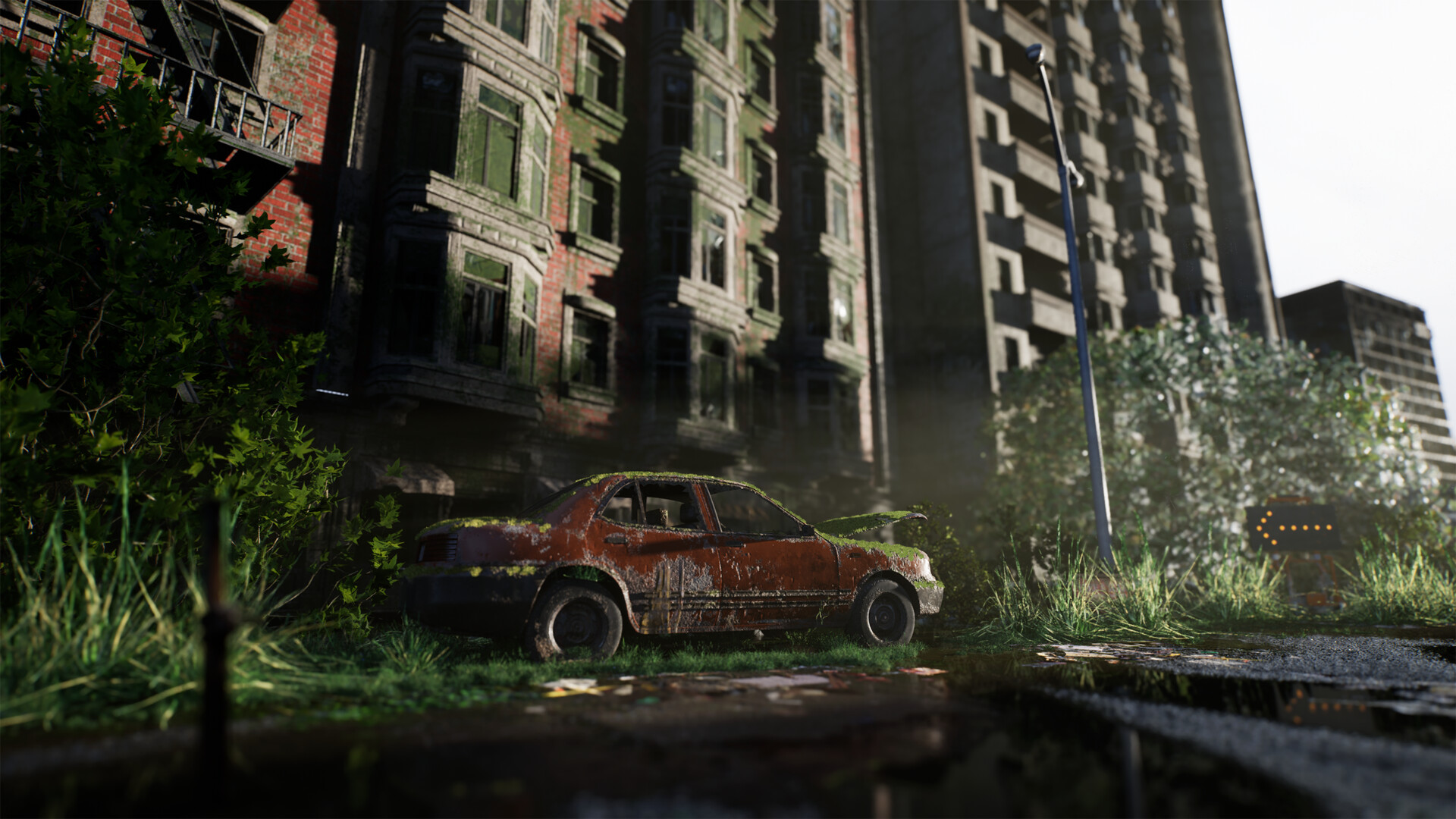 General 1920x1080 artwork digital art video games The Last of Us fan art car car wreck ruins abandoned apocalyptic video game art