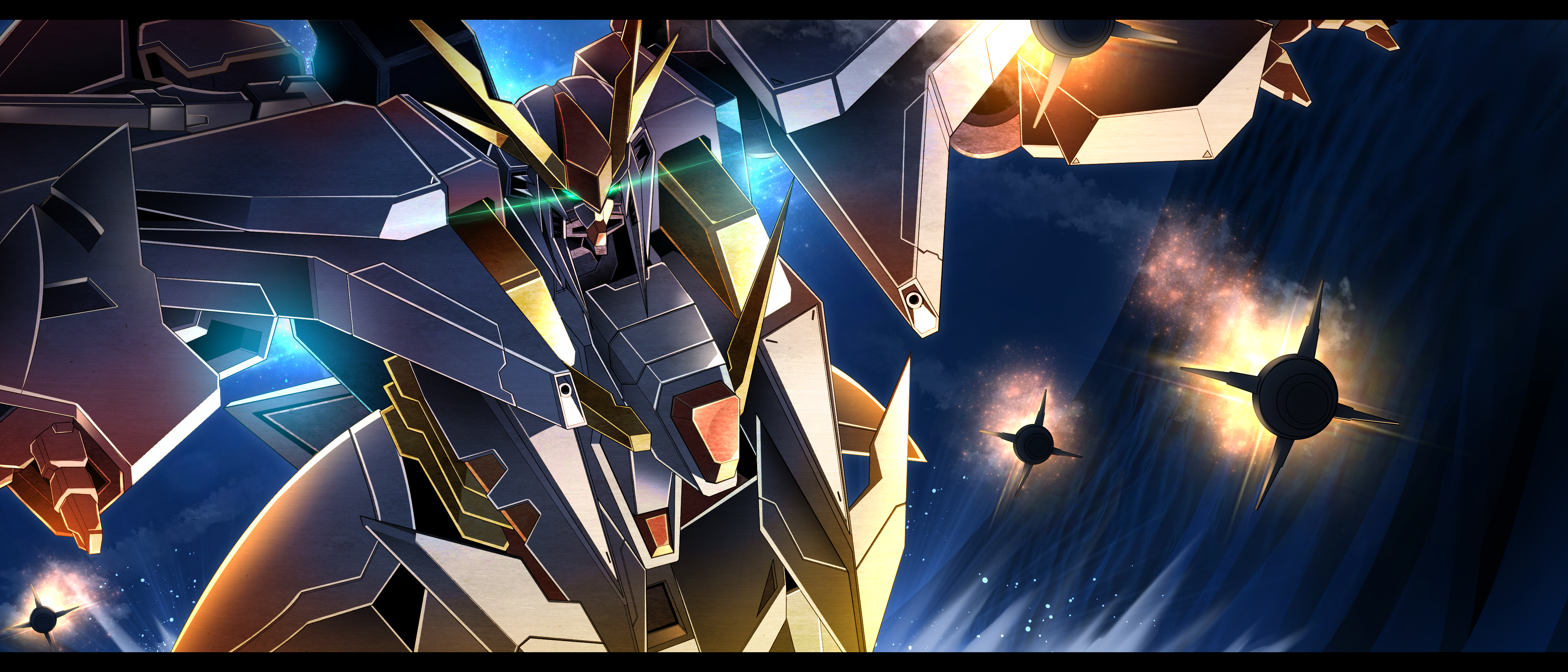 Anime 4200x1800 anime Gundam Ξ Gundam Mobile Suit Gundam Hathaway Super Robot Taisen digital art fan art artwork mechs