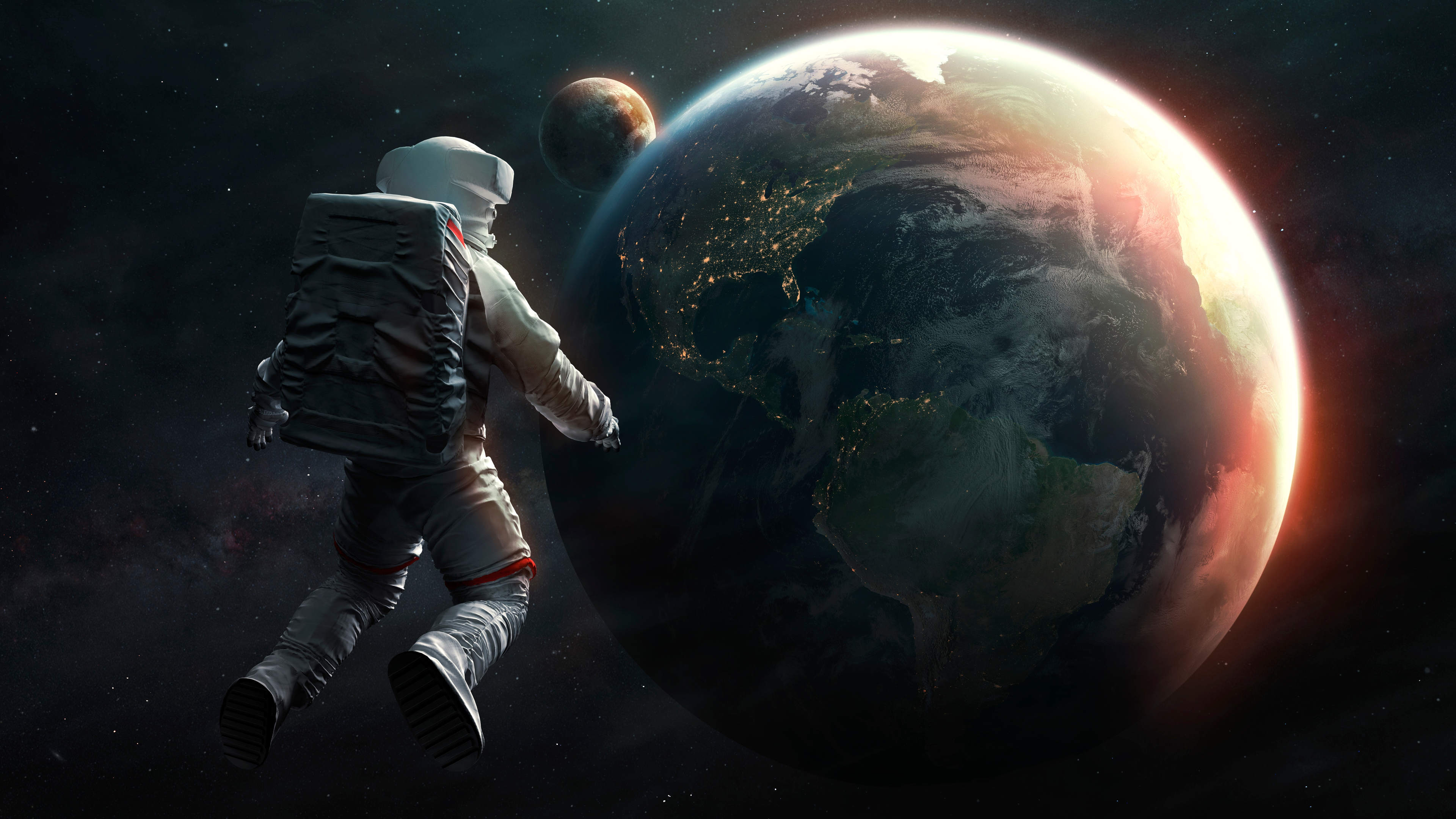 General 3840x2160 space universe continents astronaut digital art