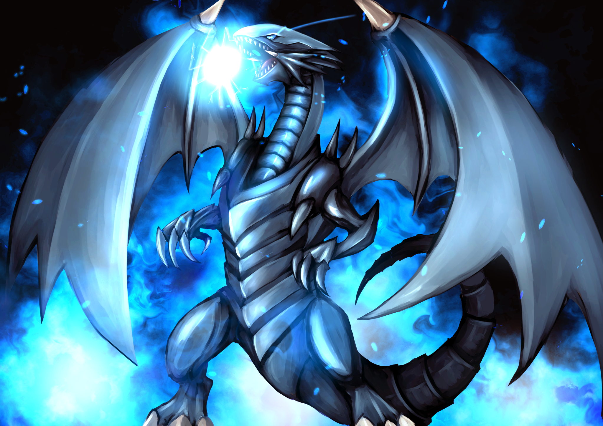 Anime 2046x1447 anime dragon Yu-Gi-Oh! Blue-Eyes White Dragon artwork digital art fan art Trading Card Games