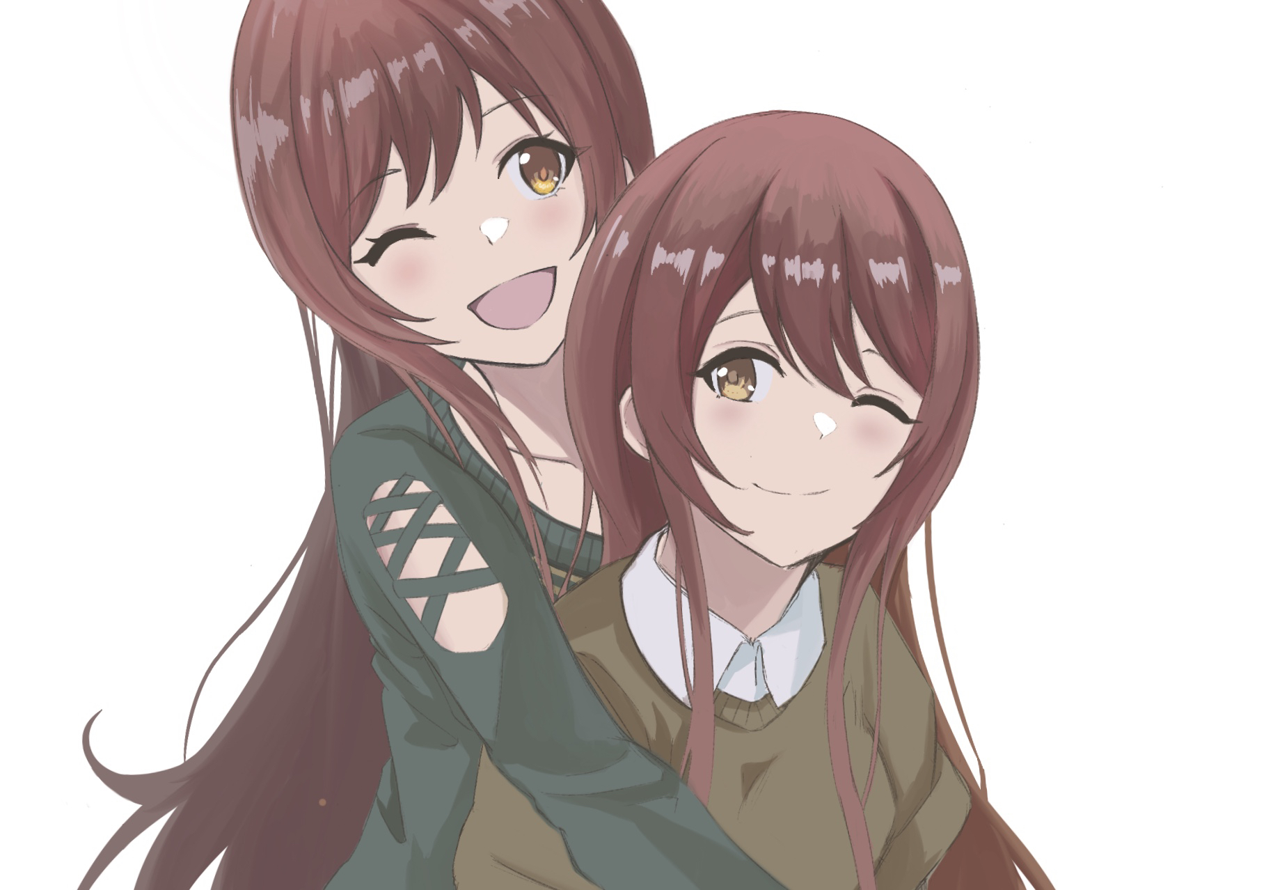 Anime 1829x1278 anime anime girls THE iDOLM@STER THE iDOLM@STER: Shiny Colors twins long hair brunette Oosaki Amana Oosaki Tenka