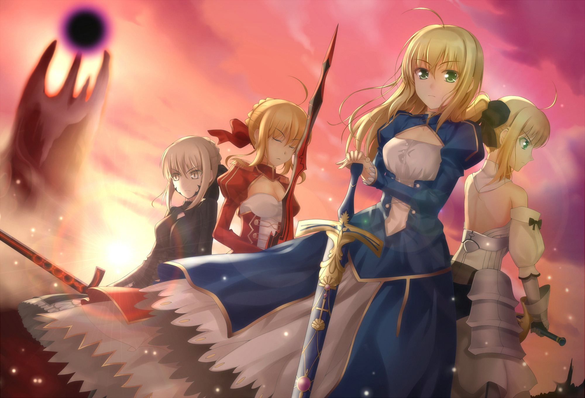 Anime 2000x1359 anime anime girls boobs Excalibur artwork digital art fan art long hair blonde ponytail Fate series Fate/Stay Night fate/stay night: heaven's feel Fate/Unlimited Codes  Fate/Extra Fate/Extra CCC Fate/Grand Order Artoria Pendragon Saber Saber Alter Saber Lily Nero Claudius