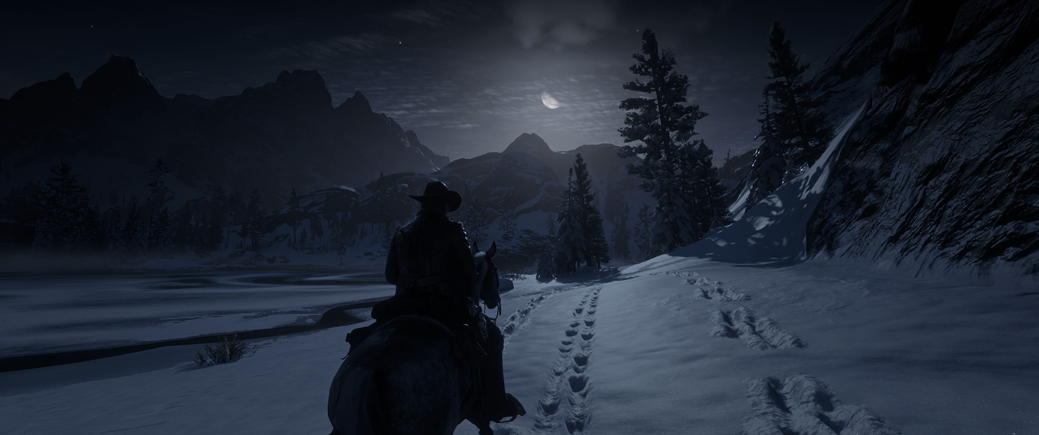 General 3440x1440 red dead redemption ol Moon snow Red Dead Redemption video games Rockstar Games