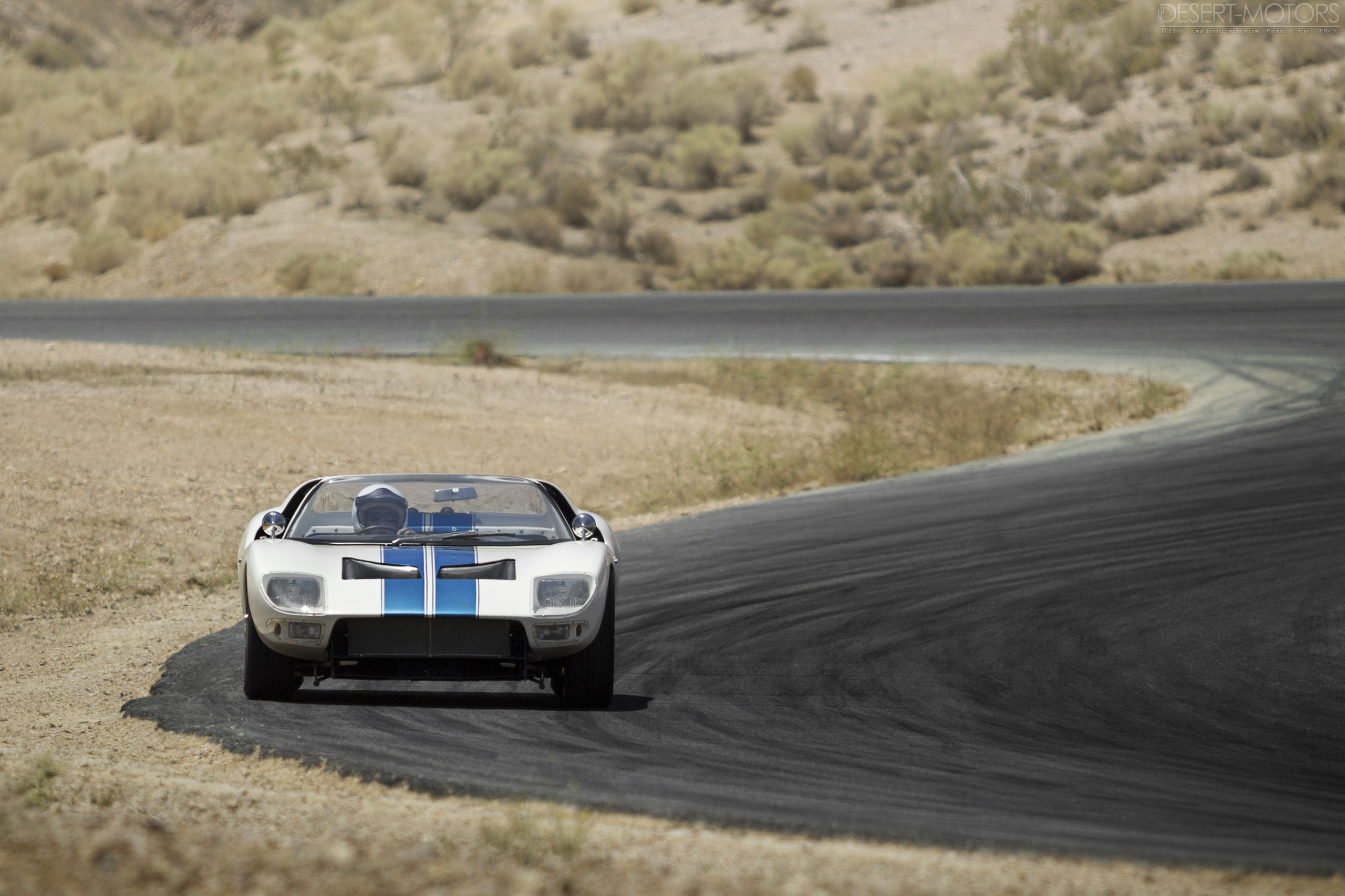 General 2560x1707 Ford GT40 prototypes white cars race cars classic car racing stripes Raceway race tracks desert American cars Ford