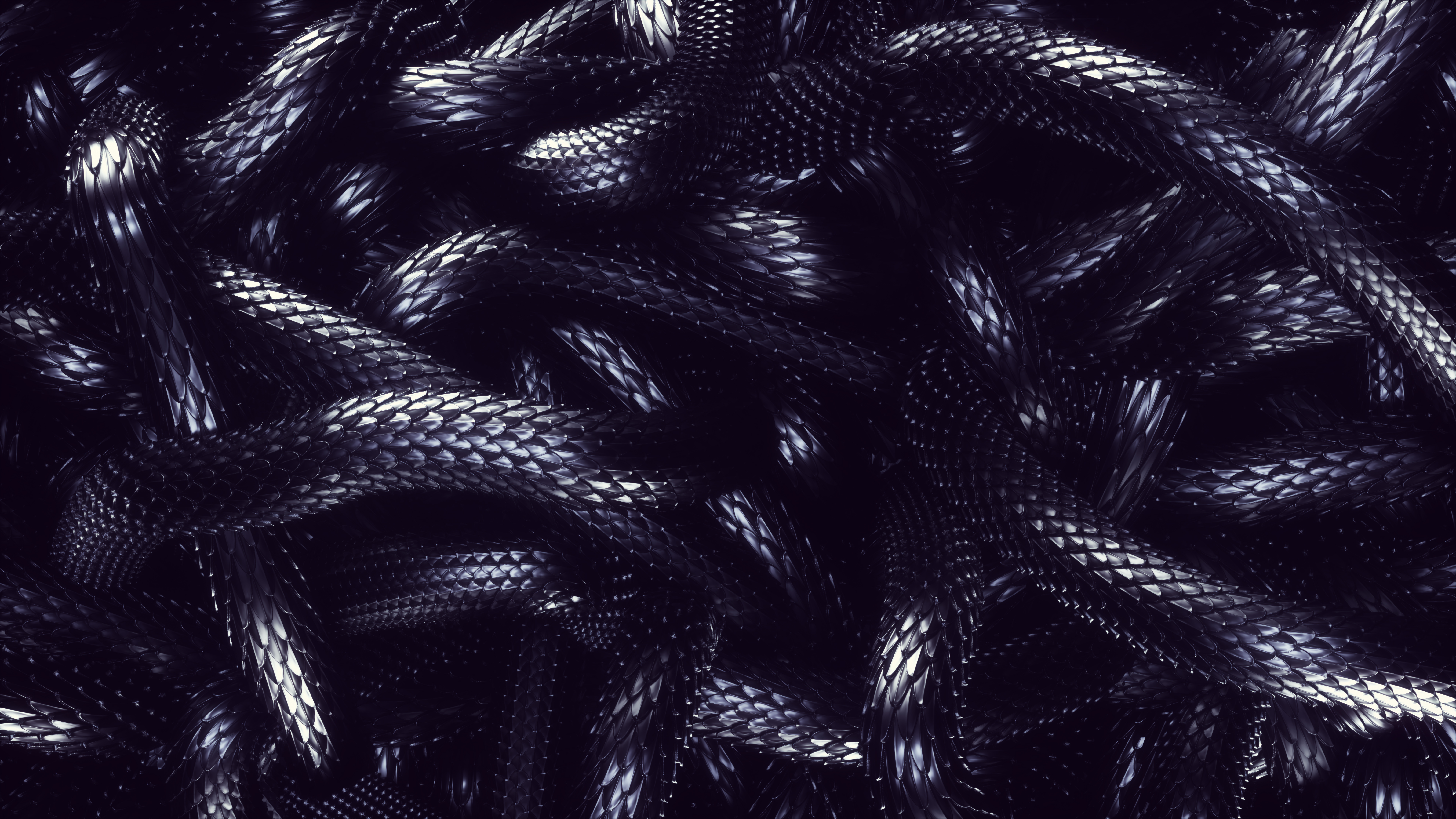 General 7680x4320 snake metal digital art CGI