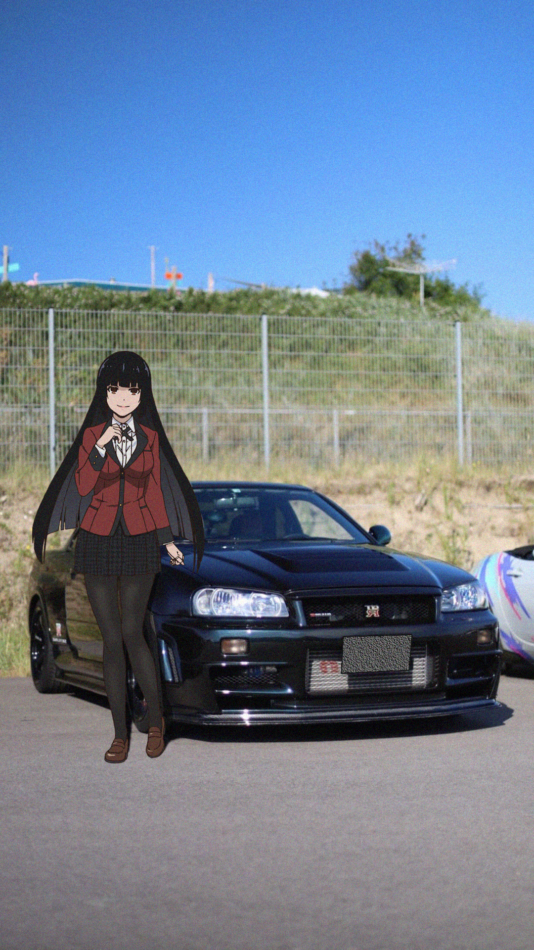 Anime 1080x1920 Jabami Yumeko jdmxanime Japanese cars Nissan Skyline R34 anime girls car