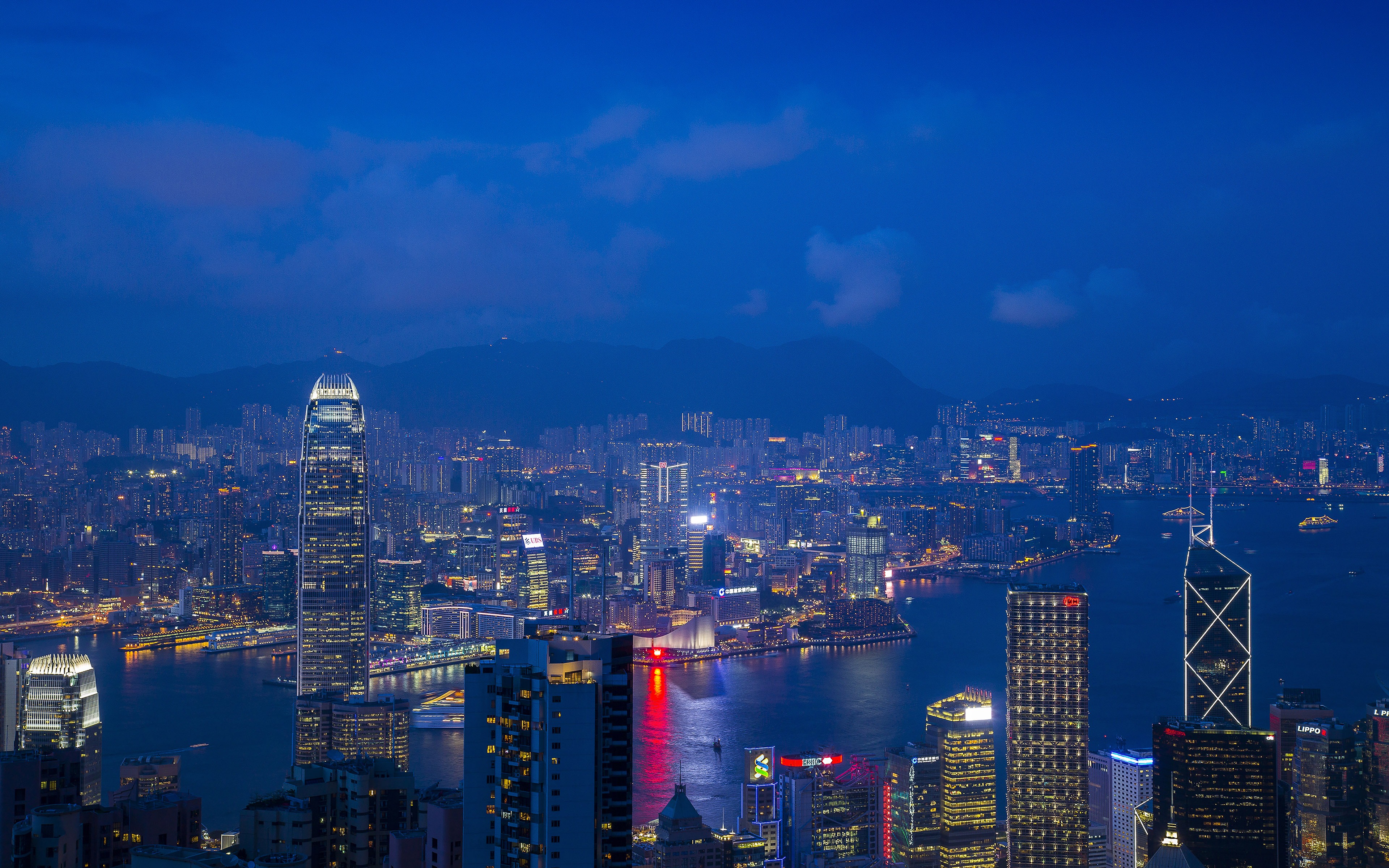 General 3840x2400 city lights Hong Kong cityscape