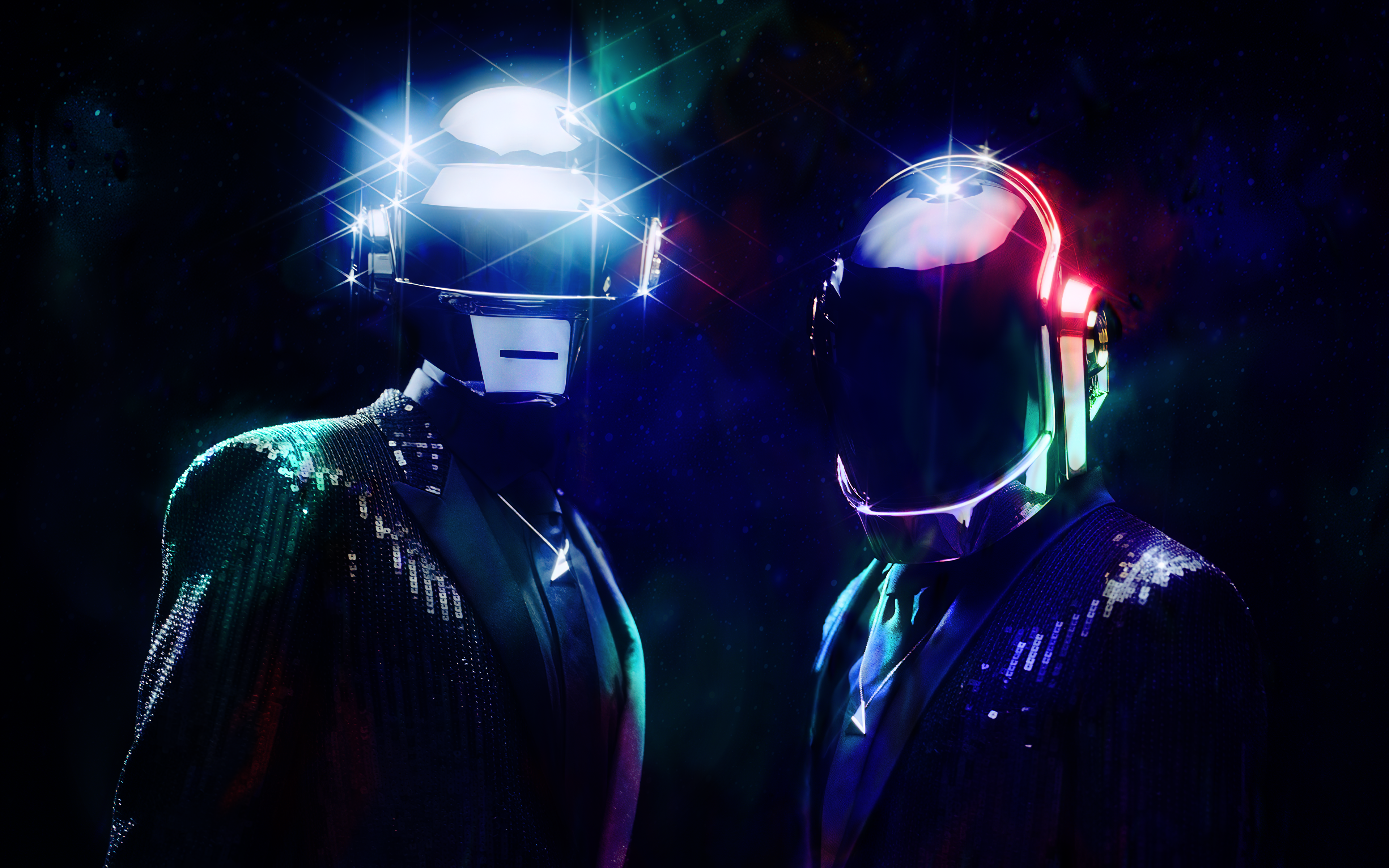 General 3840x2400 Daft Punk suits robot technology helmet music musician
