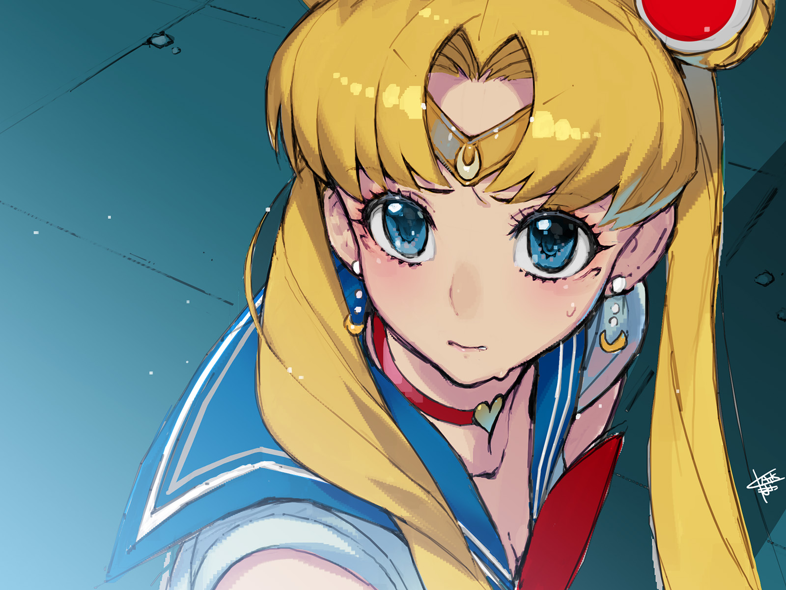 Anime 1600x1200 Sailor Moon anime anime girls blonde blue eyes twintails Namaniku ATK Tsukino Usagi Sailor Moon (Character)