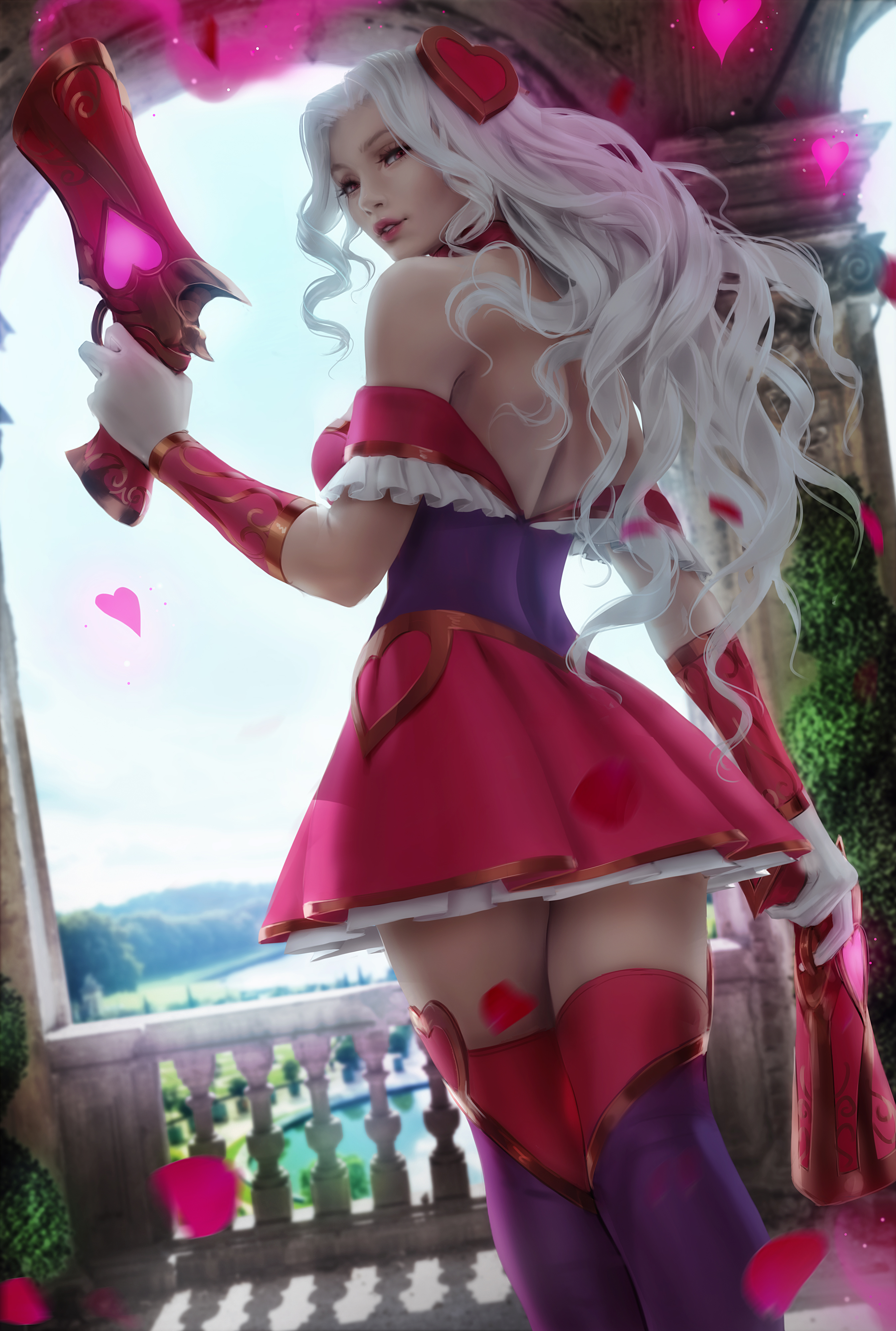 Anime 2693x4000 anime girls League of Legends Miss Fortune (League of Legends) Zarory dress white hair