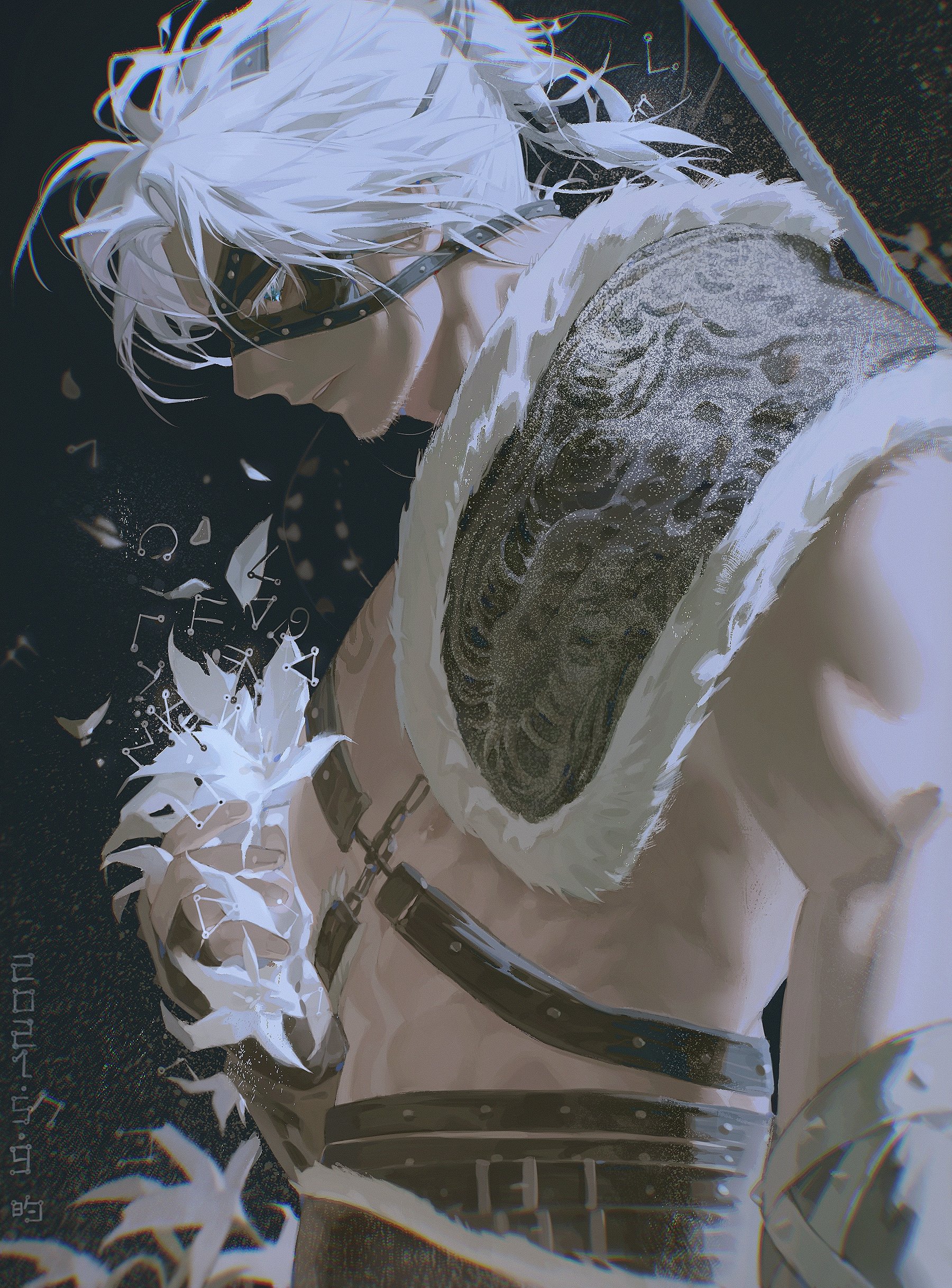 Anime 1800x2434 video game art artwork digital art fantasy art Nier NieR Replicant white hair fantasy men