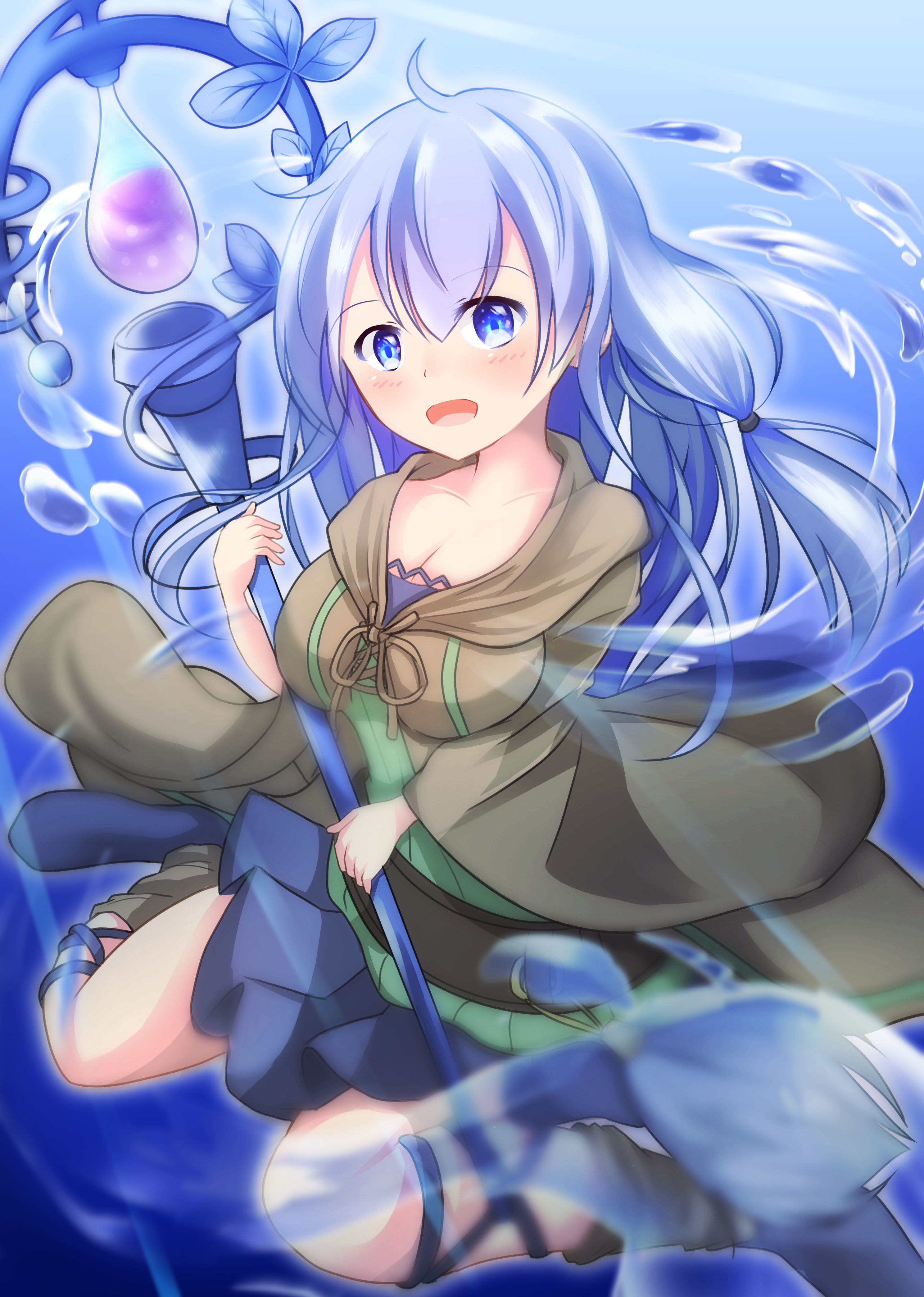 Anime 2976x4175 anime anime girls Trading Card Games Yu-Gi-Oh! Eria the Water Charmer long hair blue hair solo artwork digital art fan art