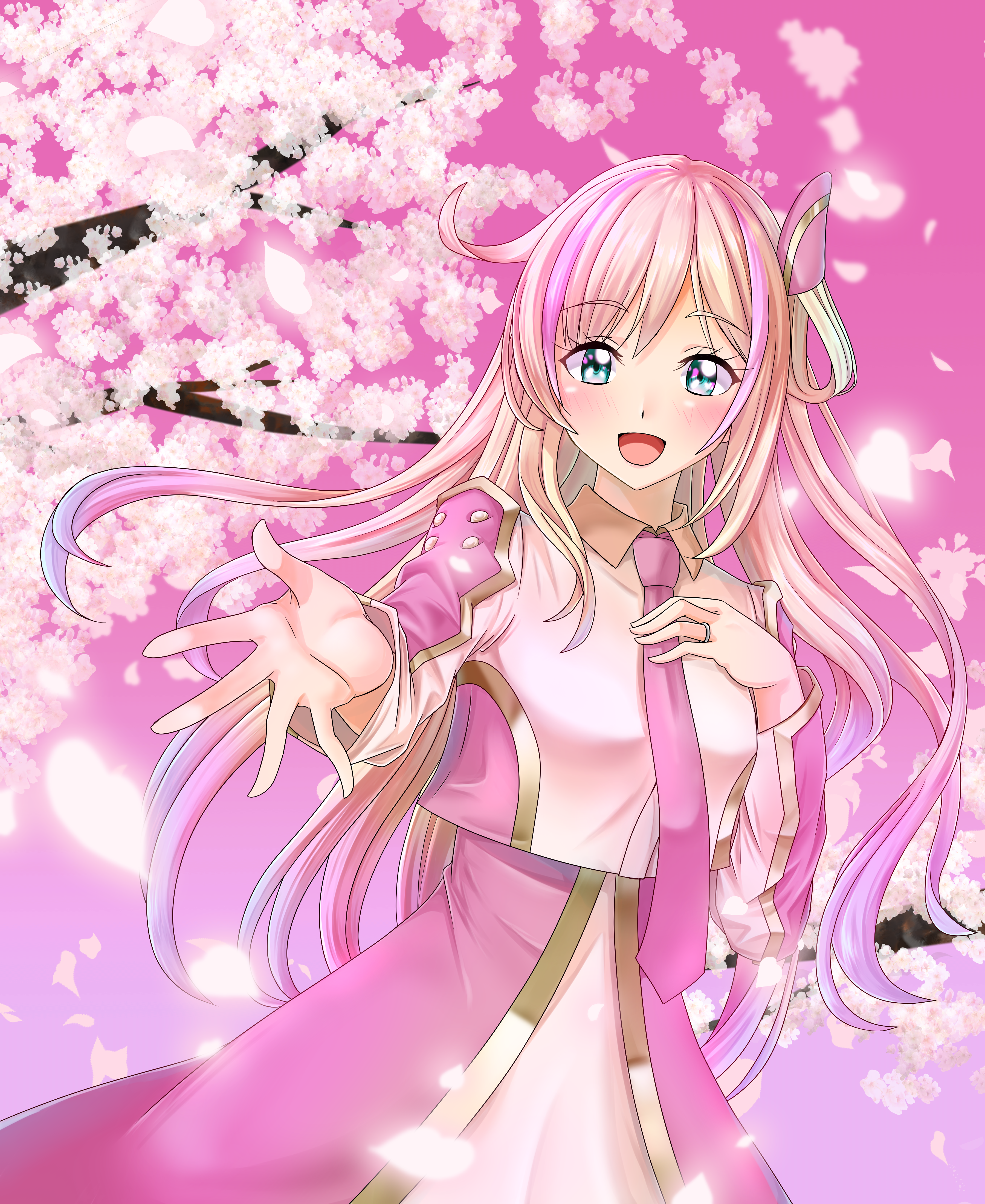 Anime 3600x4400 anime anime girls Trading Card Games Yu-Gi-Oh! Sky Striker Ace - Raye long hair pink hair cherry blossom artwork digital art fan art