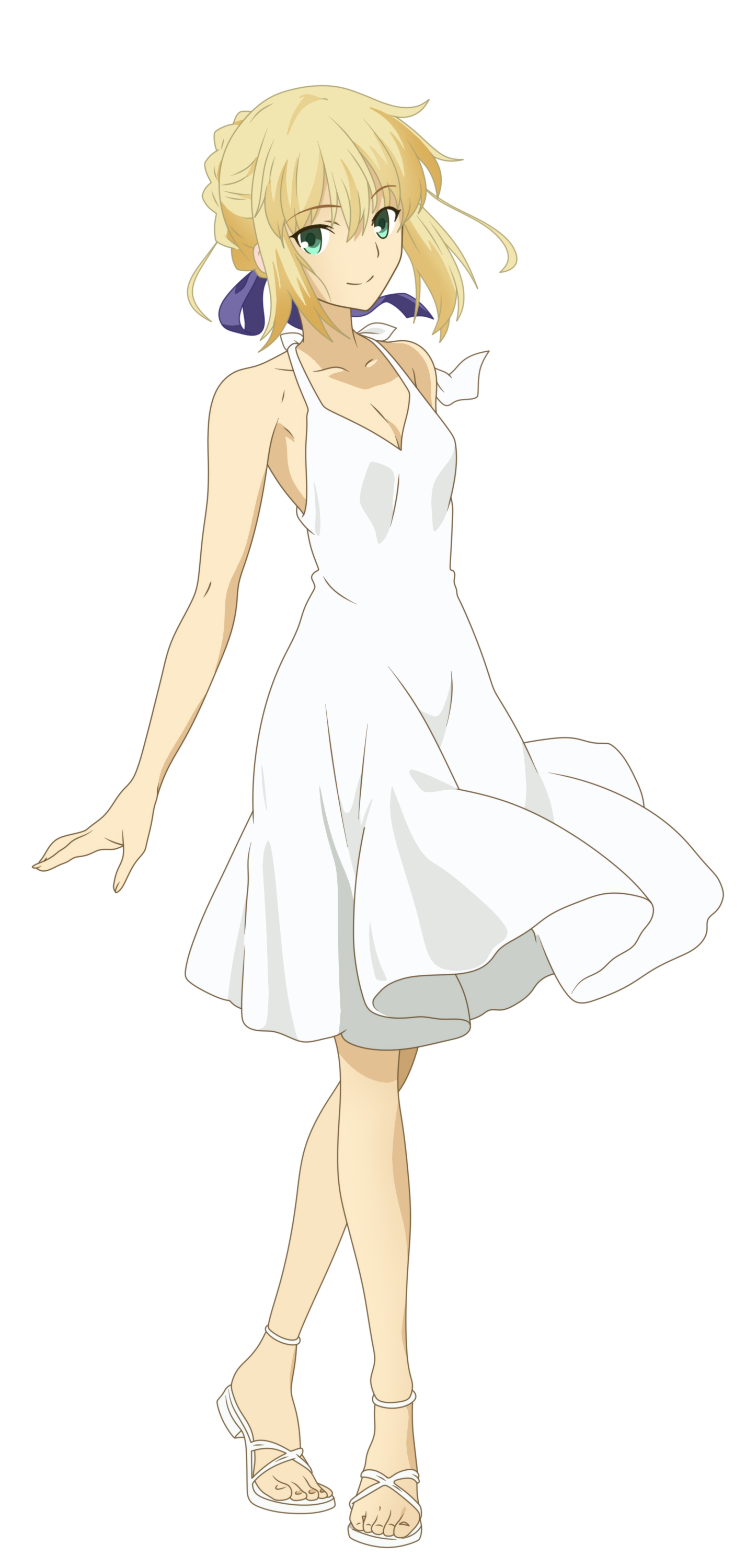 Anime 1427x3000 dress white dress anime anime girls Fate series Fate/Stay Night Fate/Grand Order Artoria Pendragon Saber blonde long hair artwork digital art fan art