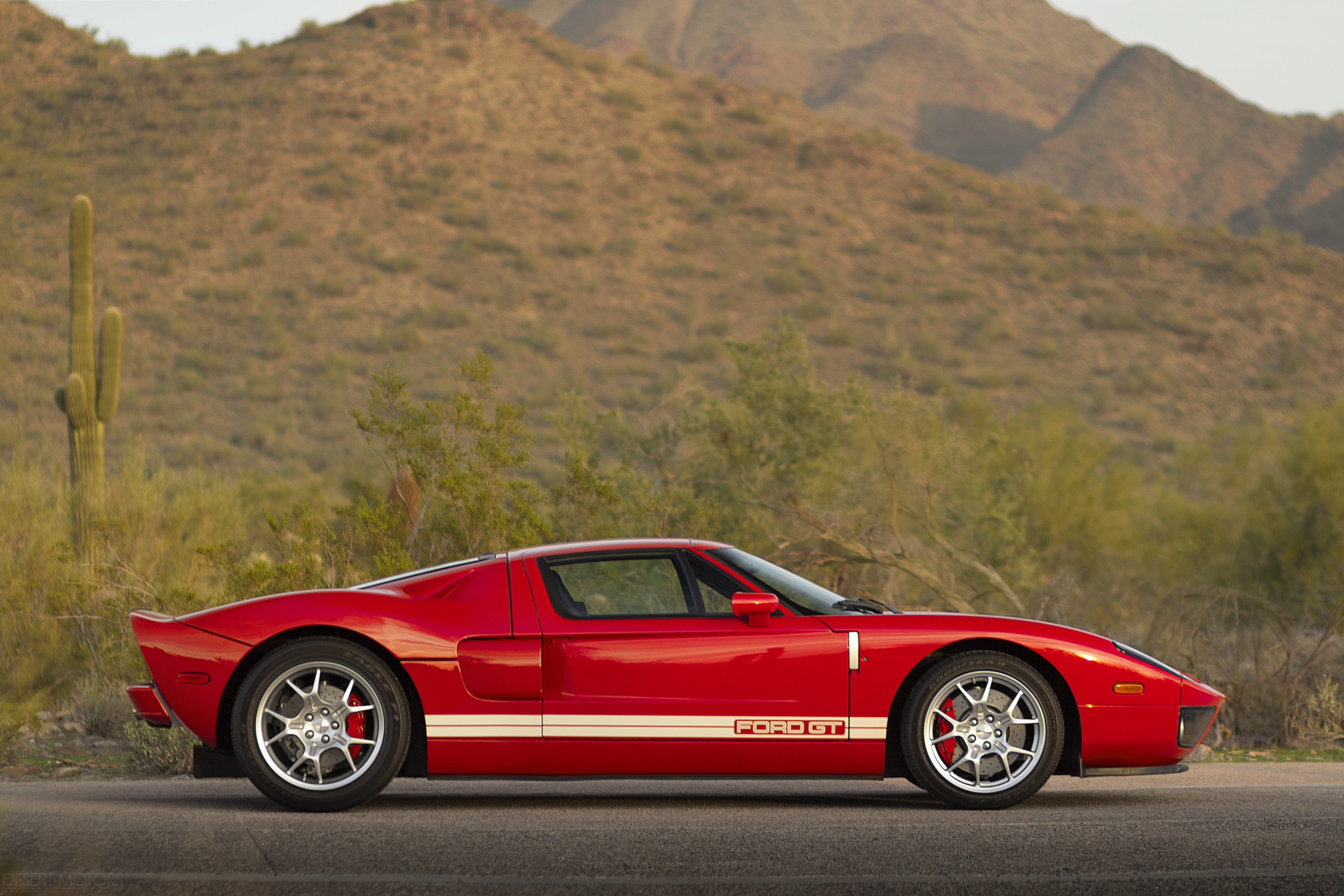 General 3840x2560 Ford GT red cars desert American cars car supercars Ford Ford GT mk I side view mid-engine