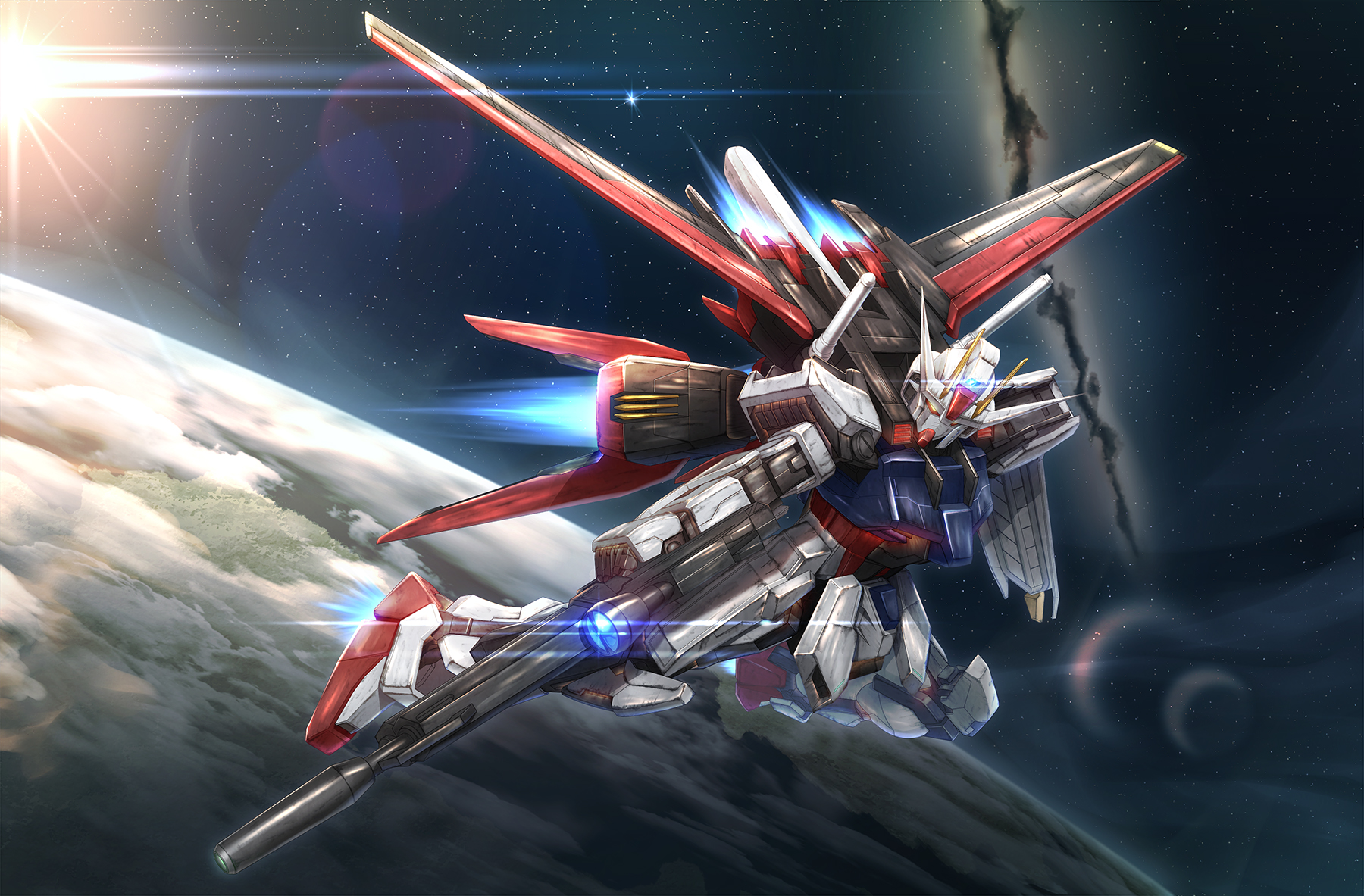 Anime 1800x1183 anime mechs Gundam Super Robot Taisen Mobile Suit Gundam SEED Aile Strike Gundam artwork digital art fan art
