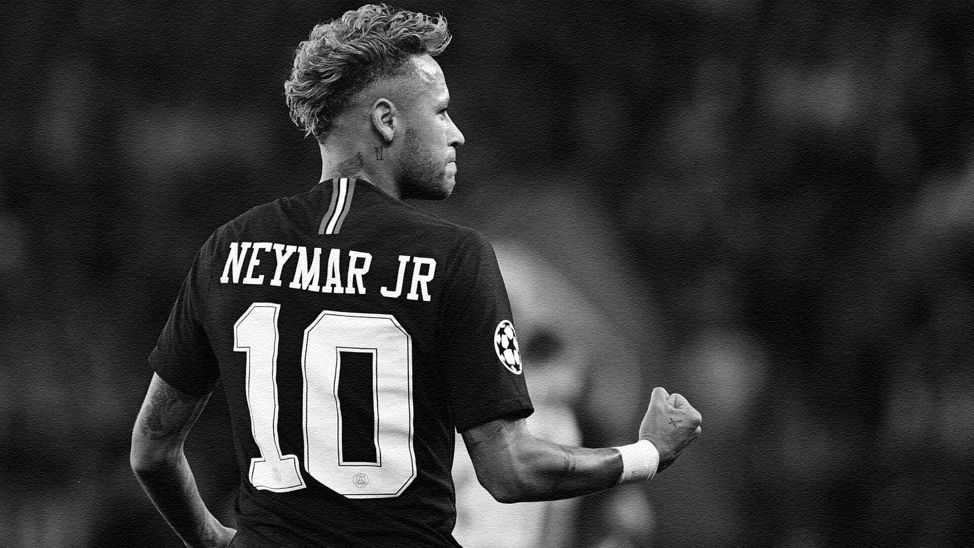 People 1920x1080 Neymar Paris Saint-Germain soccer footballers Brazilian sports jerseys numbers monochrome men