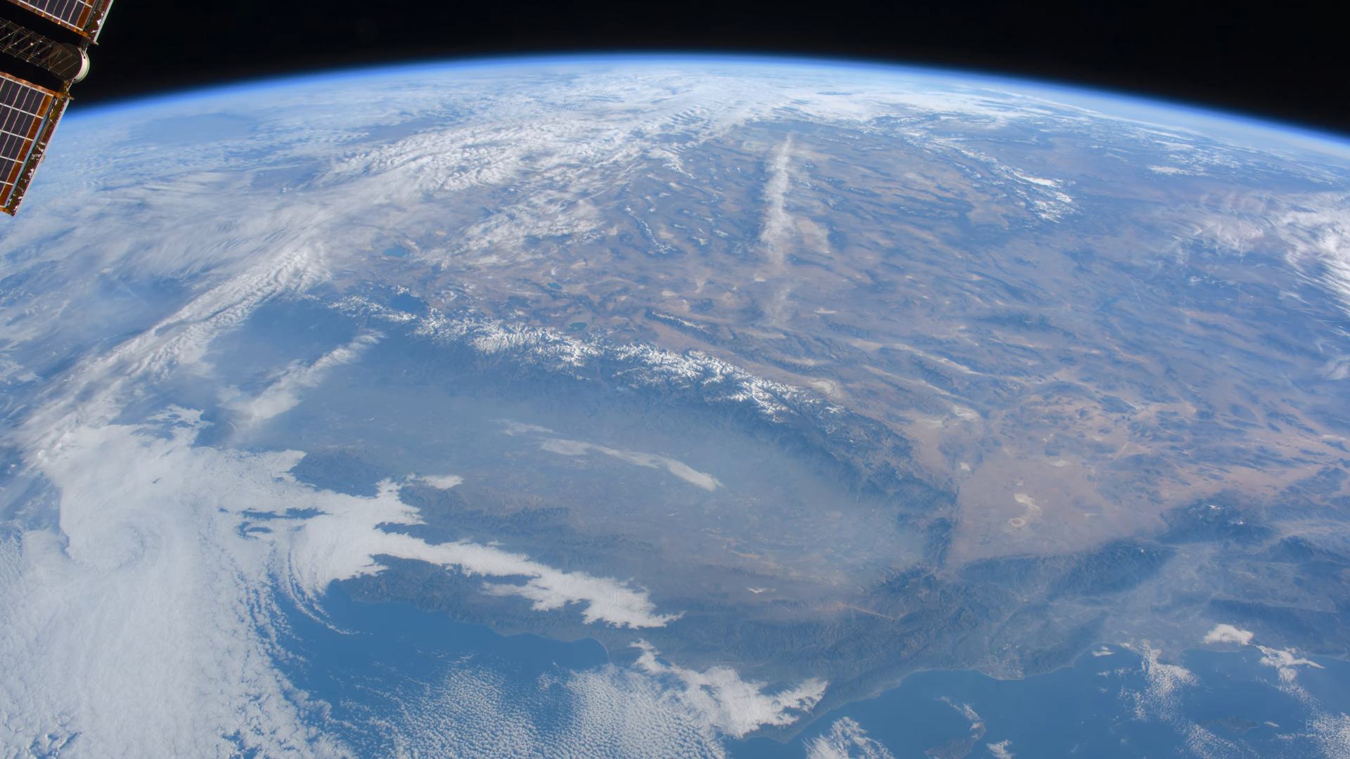 General 1920x1080 satellite satellite imagery NASA USA California clouds North America continents planet mountain chain mountains atmosphere ocean view solar panel space globes desert space station Los Angeles Las Vegas west coast
