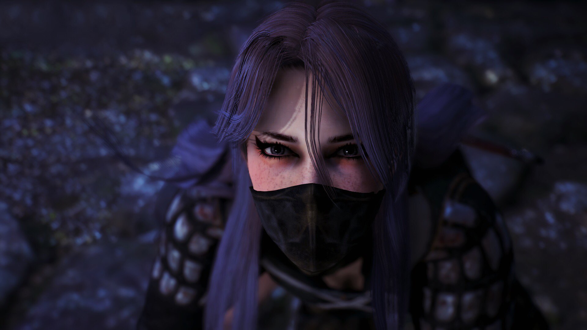 General 1920x1080 nioh nioh 2 video game characters video games purple background purple eyes female warrior depth of field