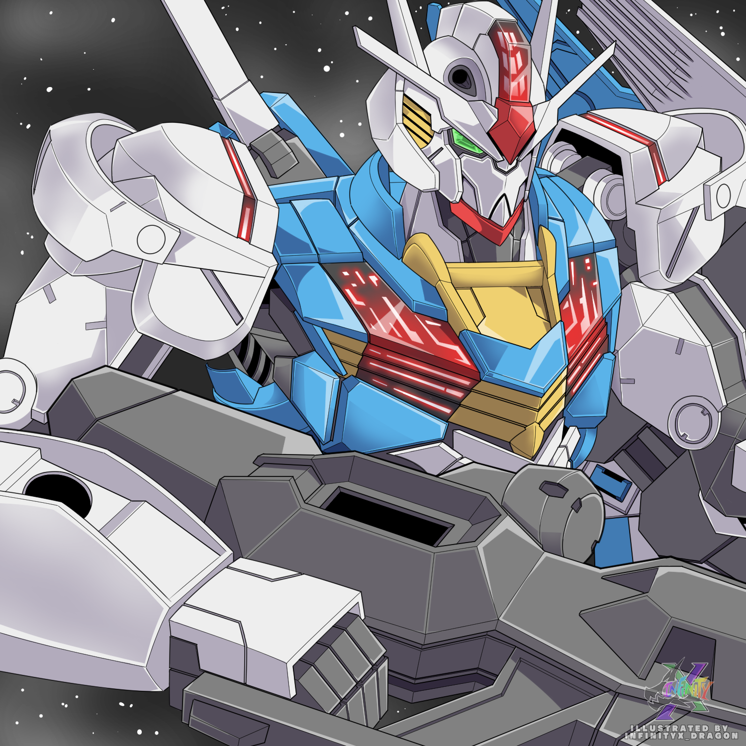 Anime 1500x1500 Mobile Suit Gundam: The Witch from Mercury Gundam Aerial Super Robot Taisen artwork digital art fan art mechs Gundam