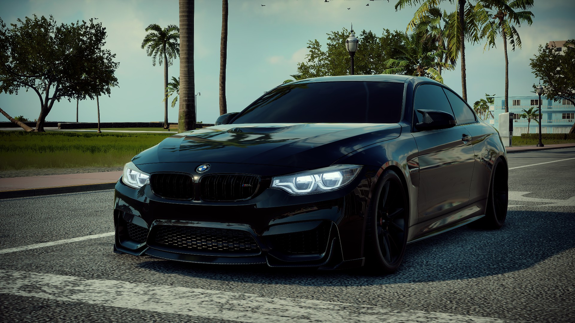 General 1920x1080 BMW palm trees street view car 4K Need for Speed: Heat city BMW M4 German cars video games Electronic Arts BMW F80/F82/F83