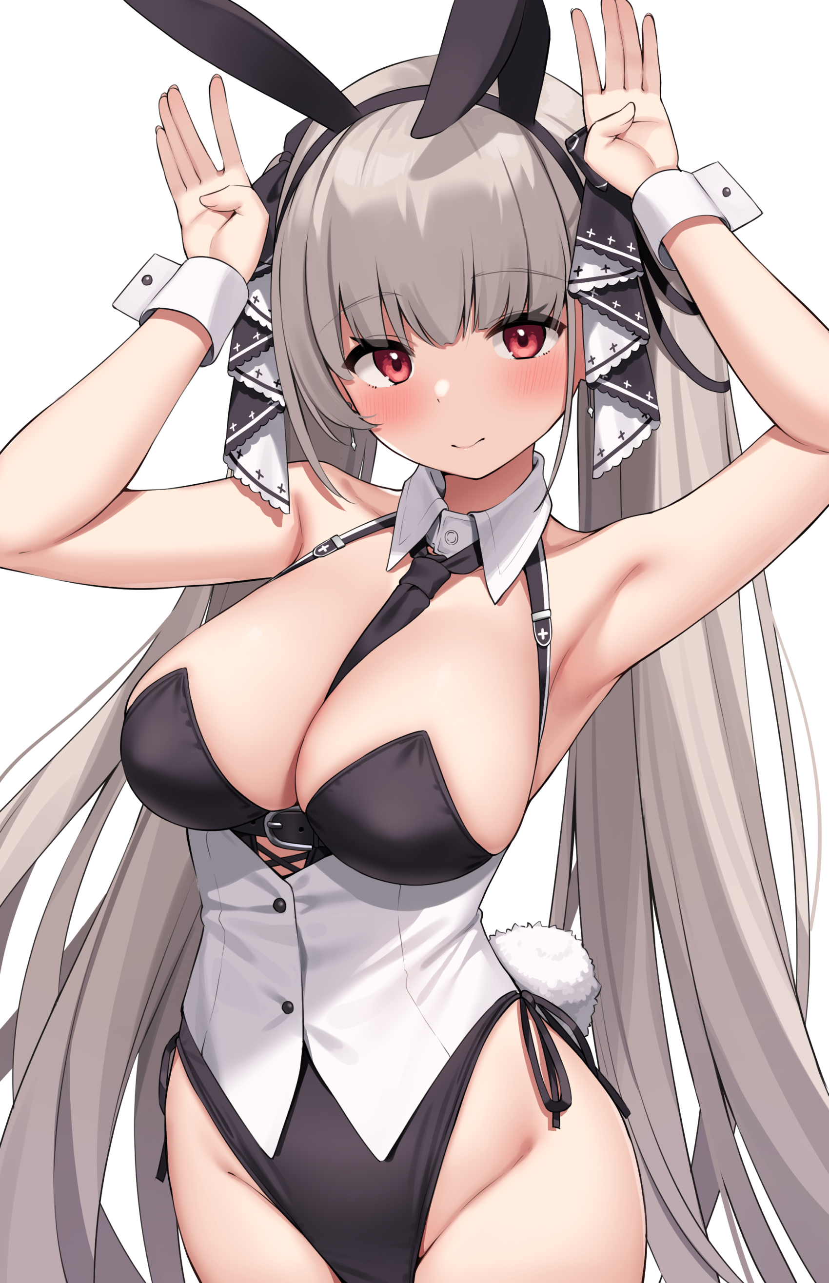 Anime 1700x2631 Azur Lane Formidable (Azur Lane) Suiroh anime girls anime bunny ears bunny suit bunny tail cleavage big boobs red eyes long hair